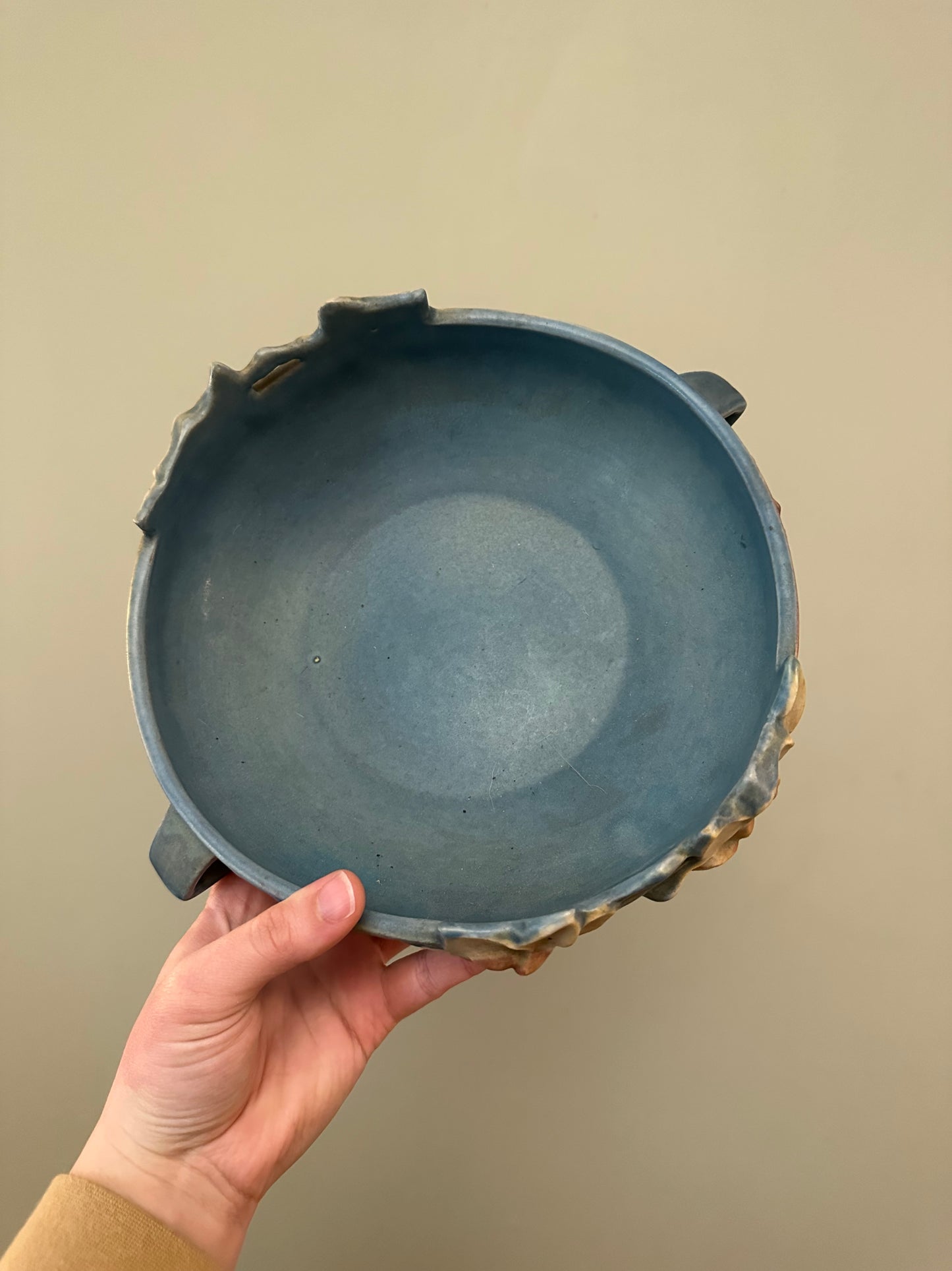 VINTAGE Roseville Pottery Blue Magnolia Console Bowl
