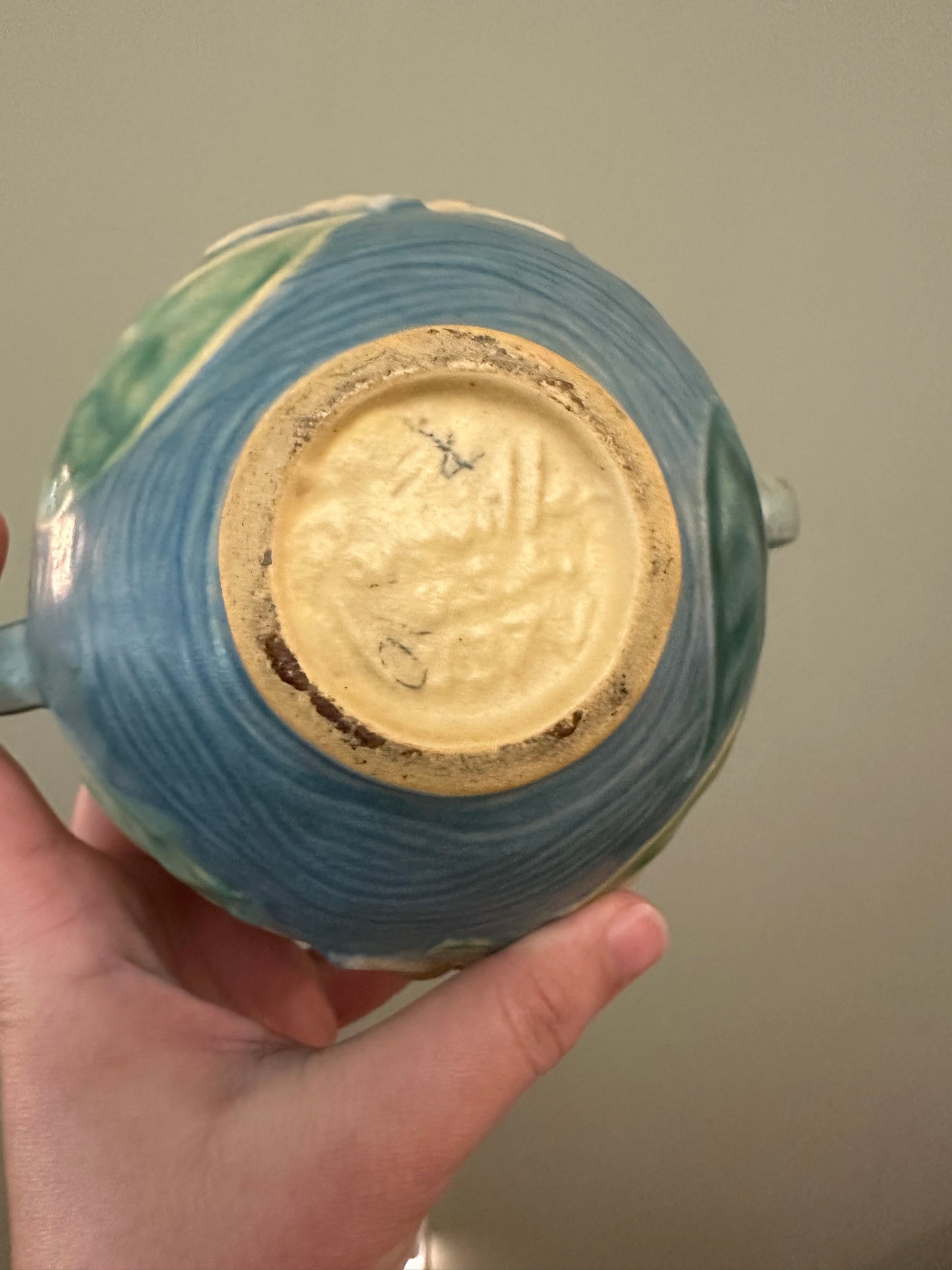 VINTAGE Roseville Pottery Water Lily Blue Jardiniere