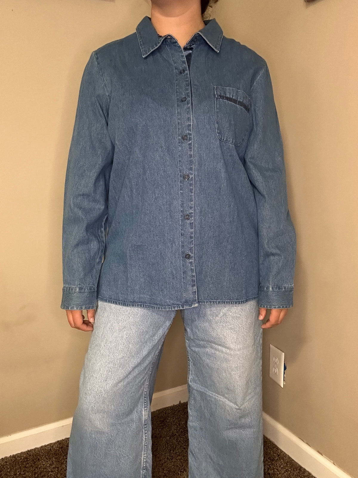 DENIM&CO. Denim Button Up | L