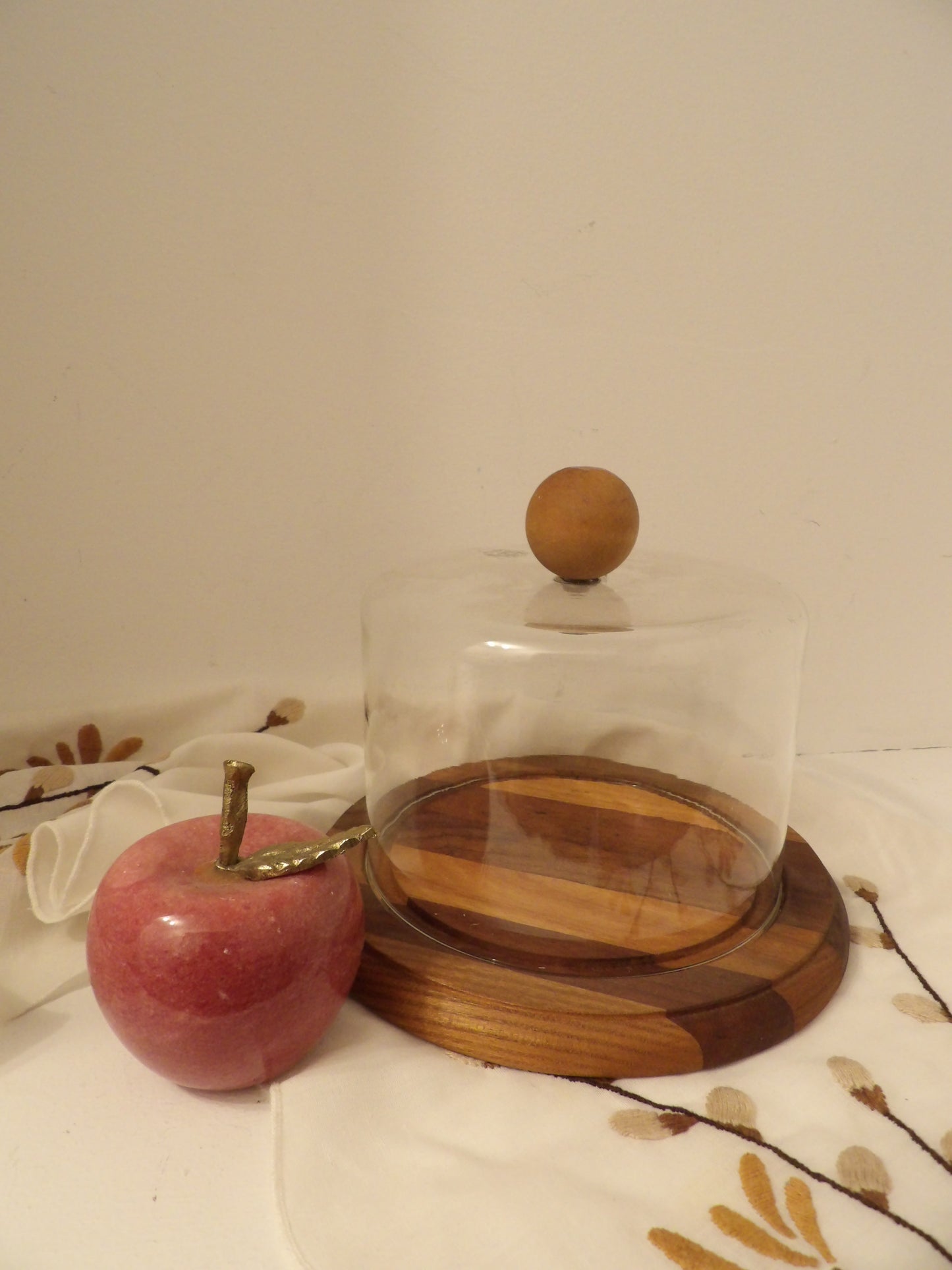 WOODEN Cheese Tray with Glass Dome