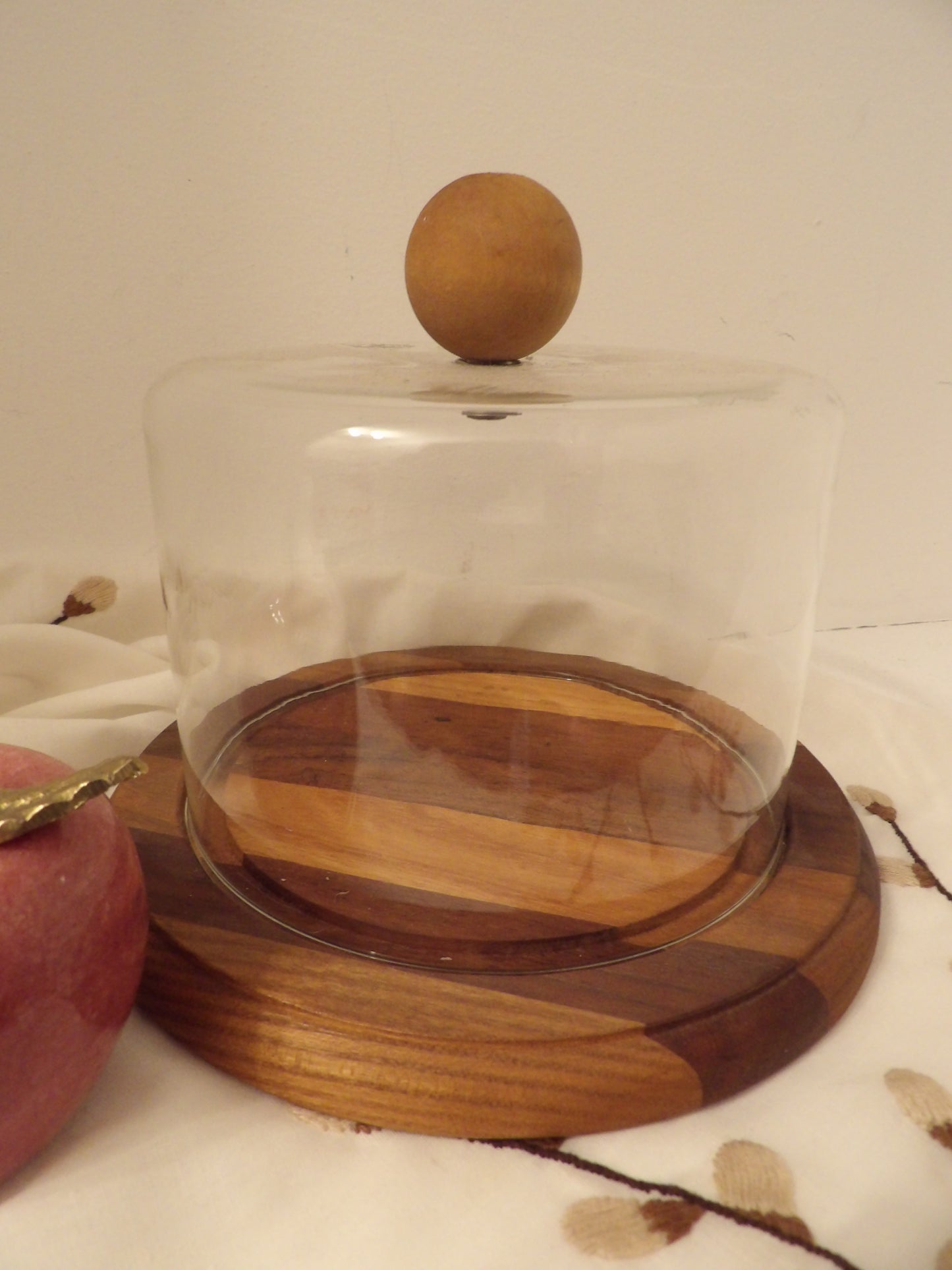 WOODEN Cheese Tray with Glass Dome
