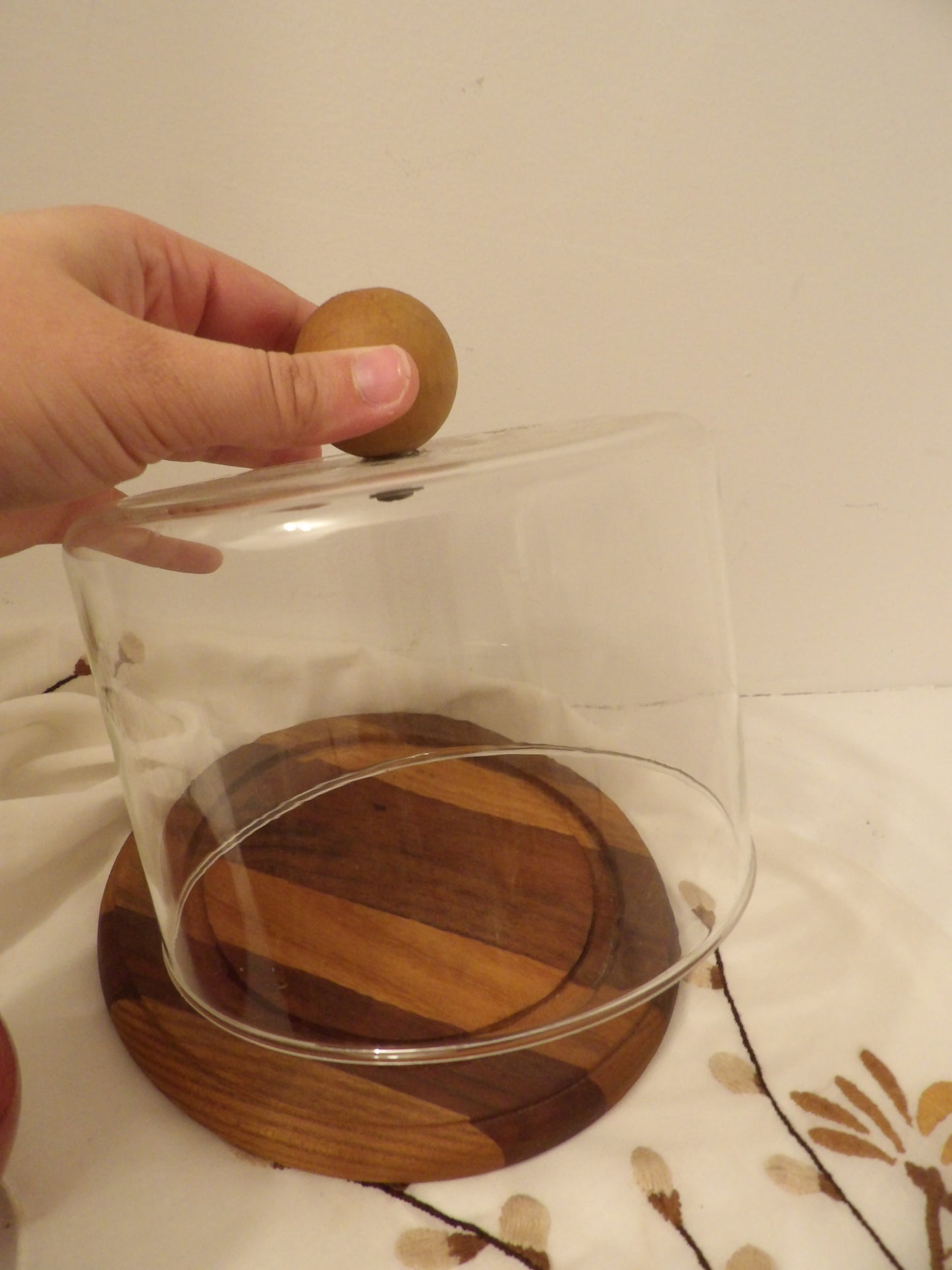 WOODEN Cheese Tray with Glass Dome