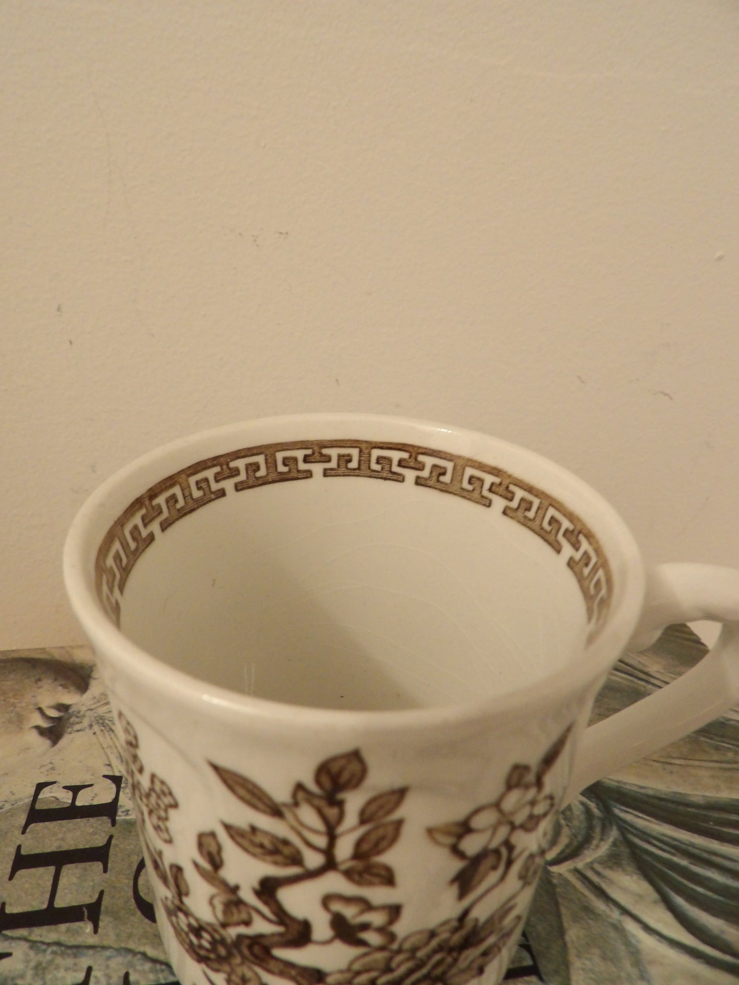 VINTAGE Brown Transferware J&G Ironstone Mug