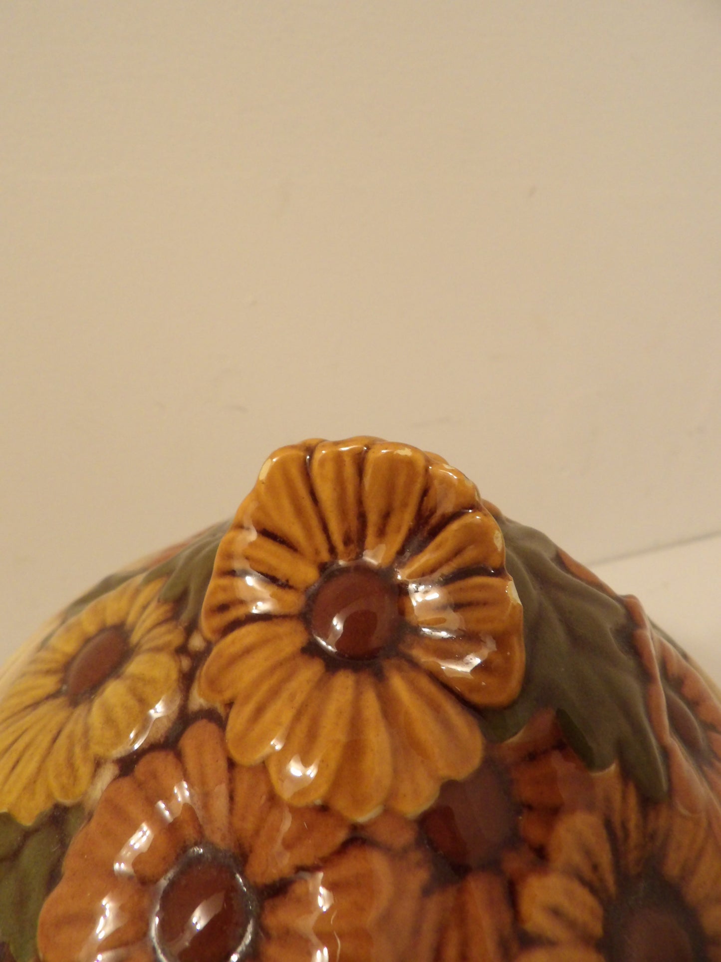 VINTAGE Ceramic Sunflower Basket Weave Canister