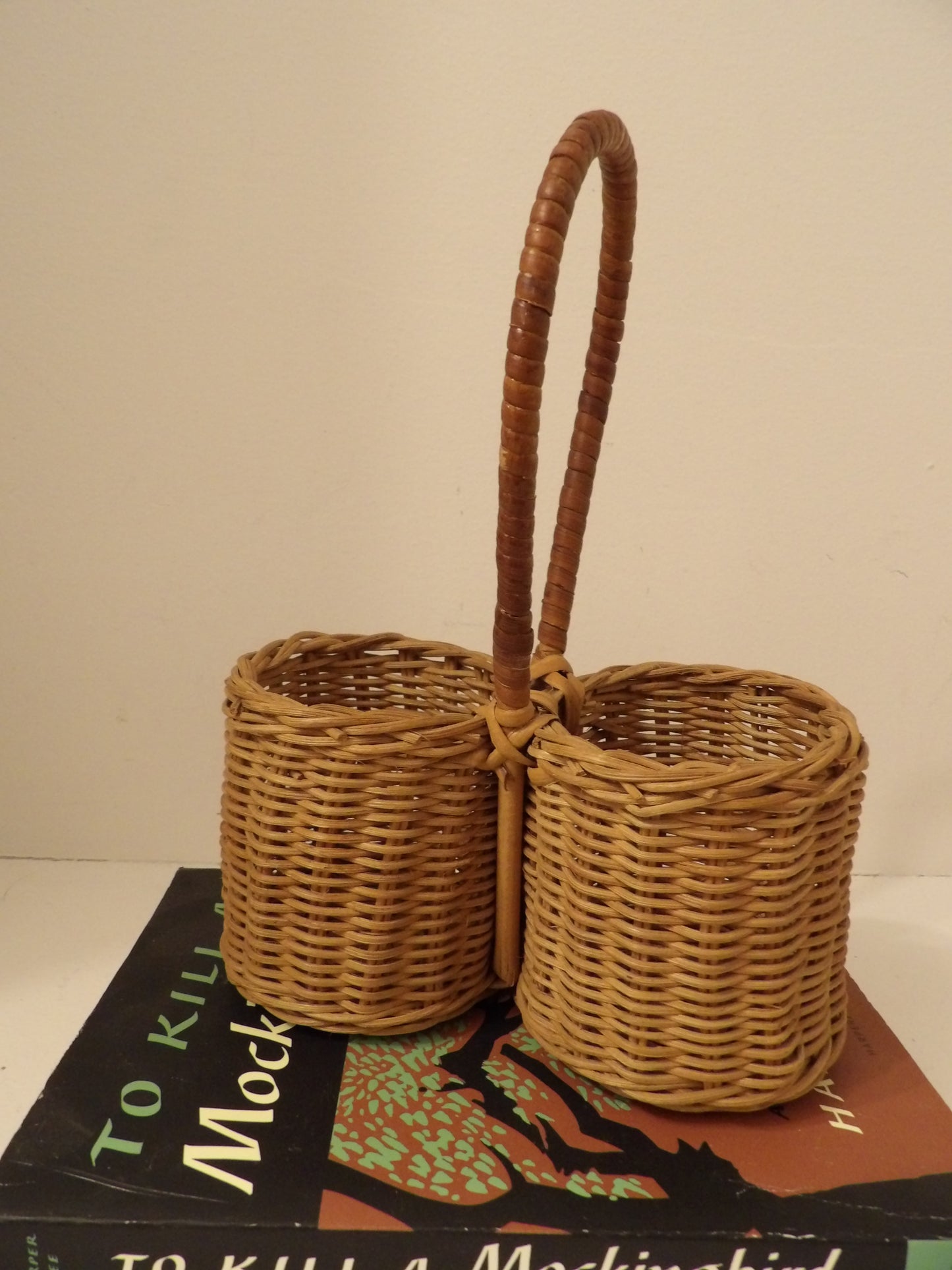 VINTAGE Wicker Basket Caddy