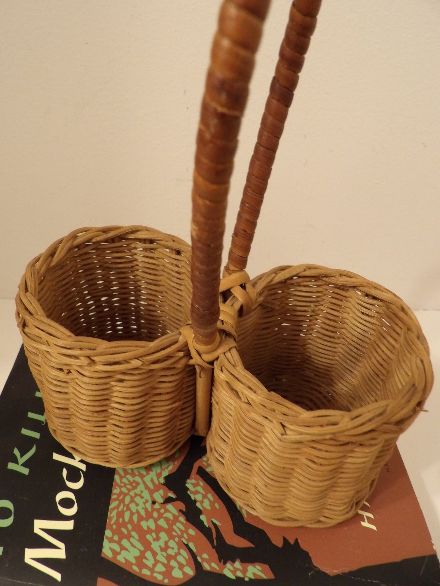 VINTAGE Wicker Basket Caddy