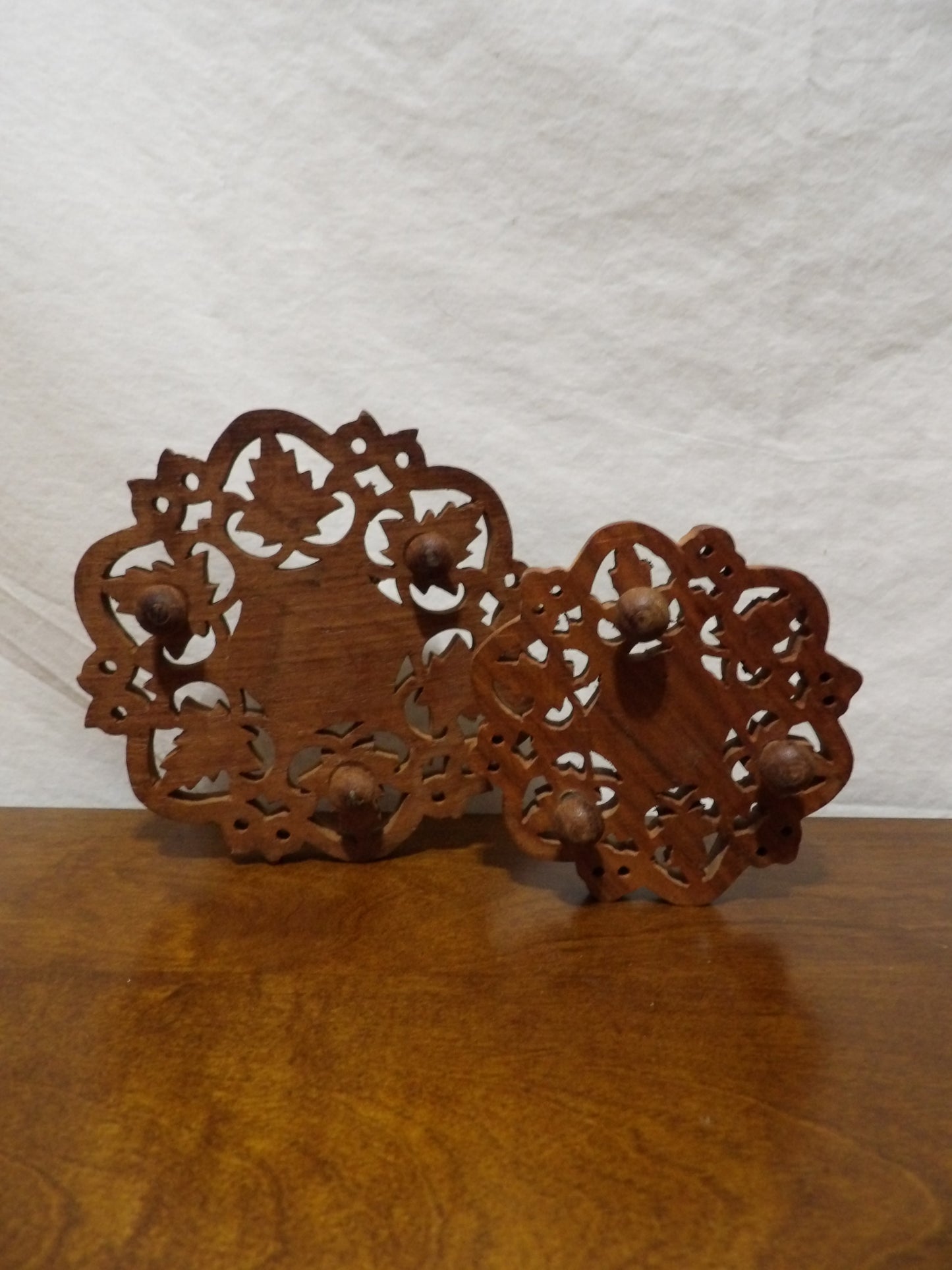 VINTAGE Set of 2 Etched Wood Trivets