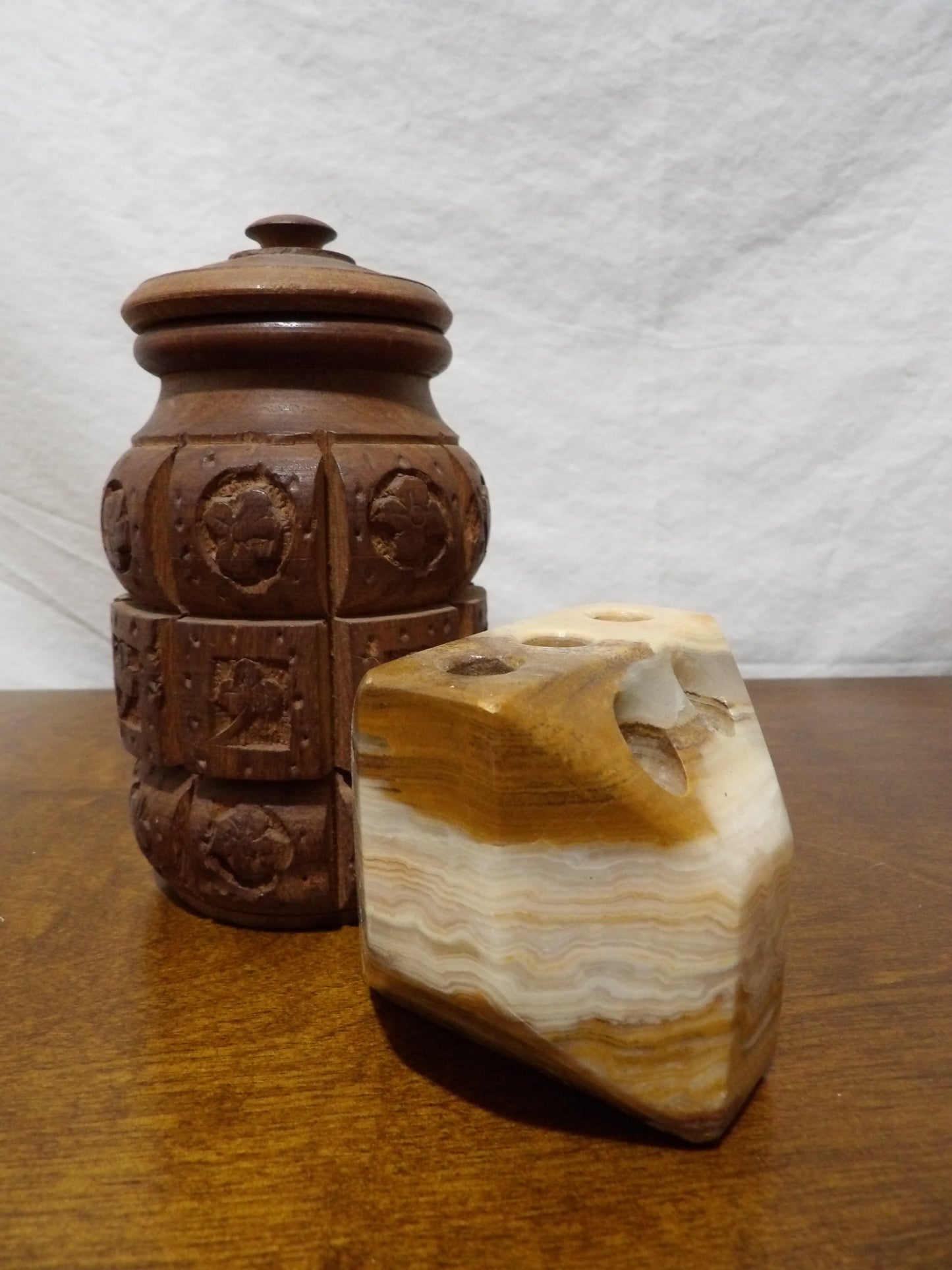 VINTAGE Onyx Stone Pencil Holder