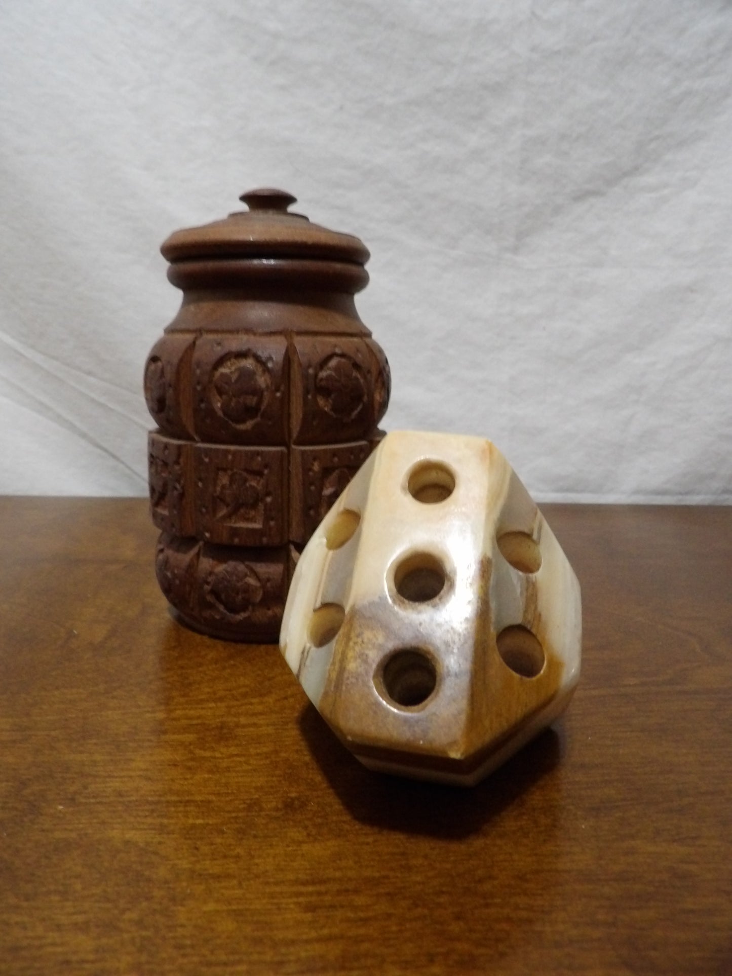VINTAGE Onyx Stone Pencil Holder
