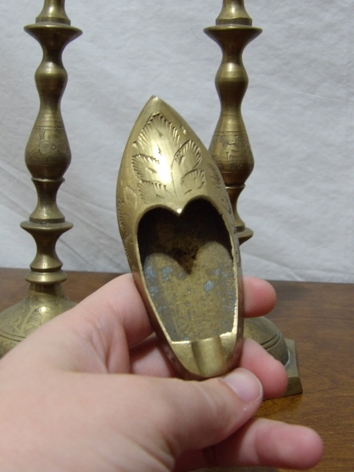 VINTAGE Etched Brass Shoe Ashtray