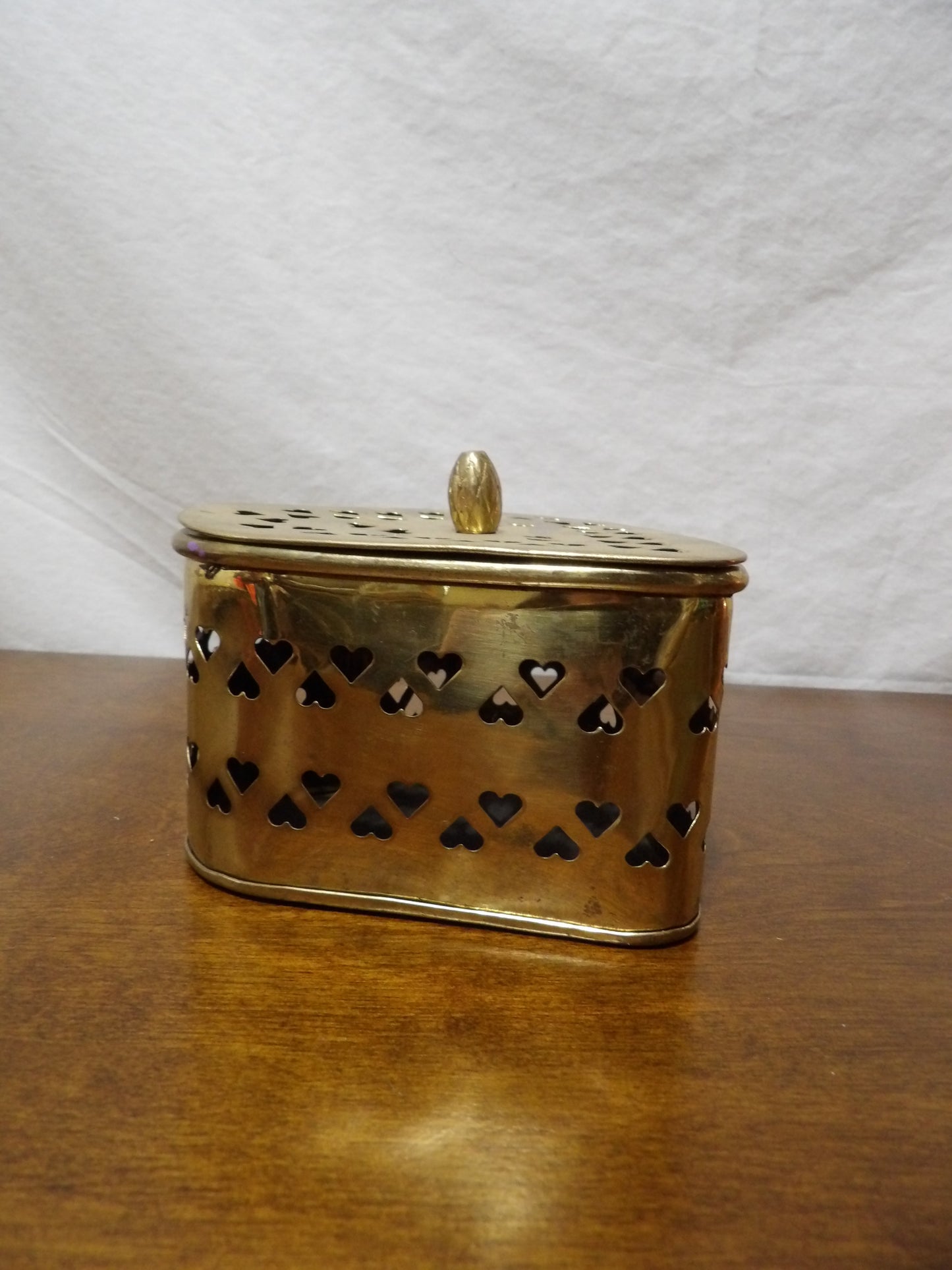 VINTAGE Brass Heart Container