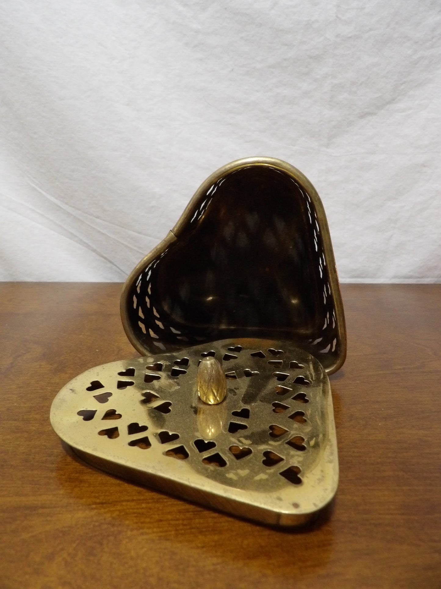 VINTAGE Brass Heart Container