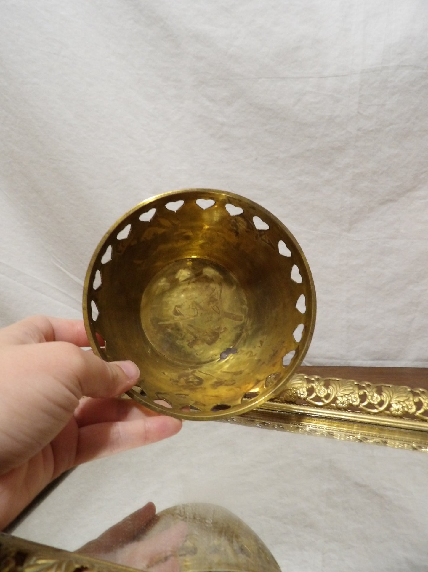 VINTAGE Brass Bowl with Hearts