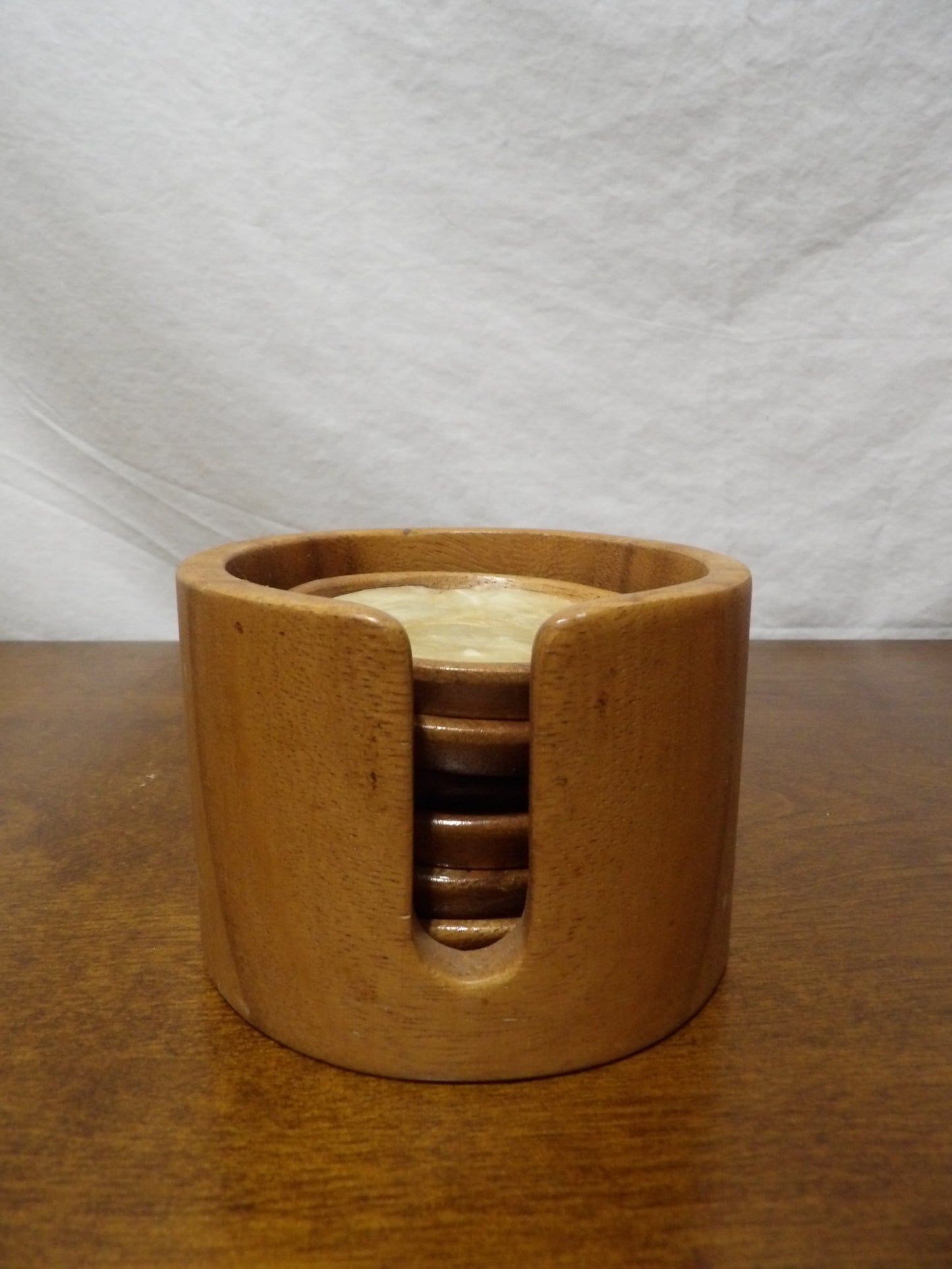 VINTAGE Wood + Capiz Shell Coasters