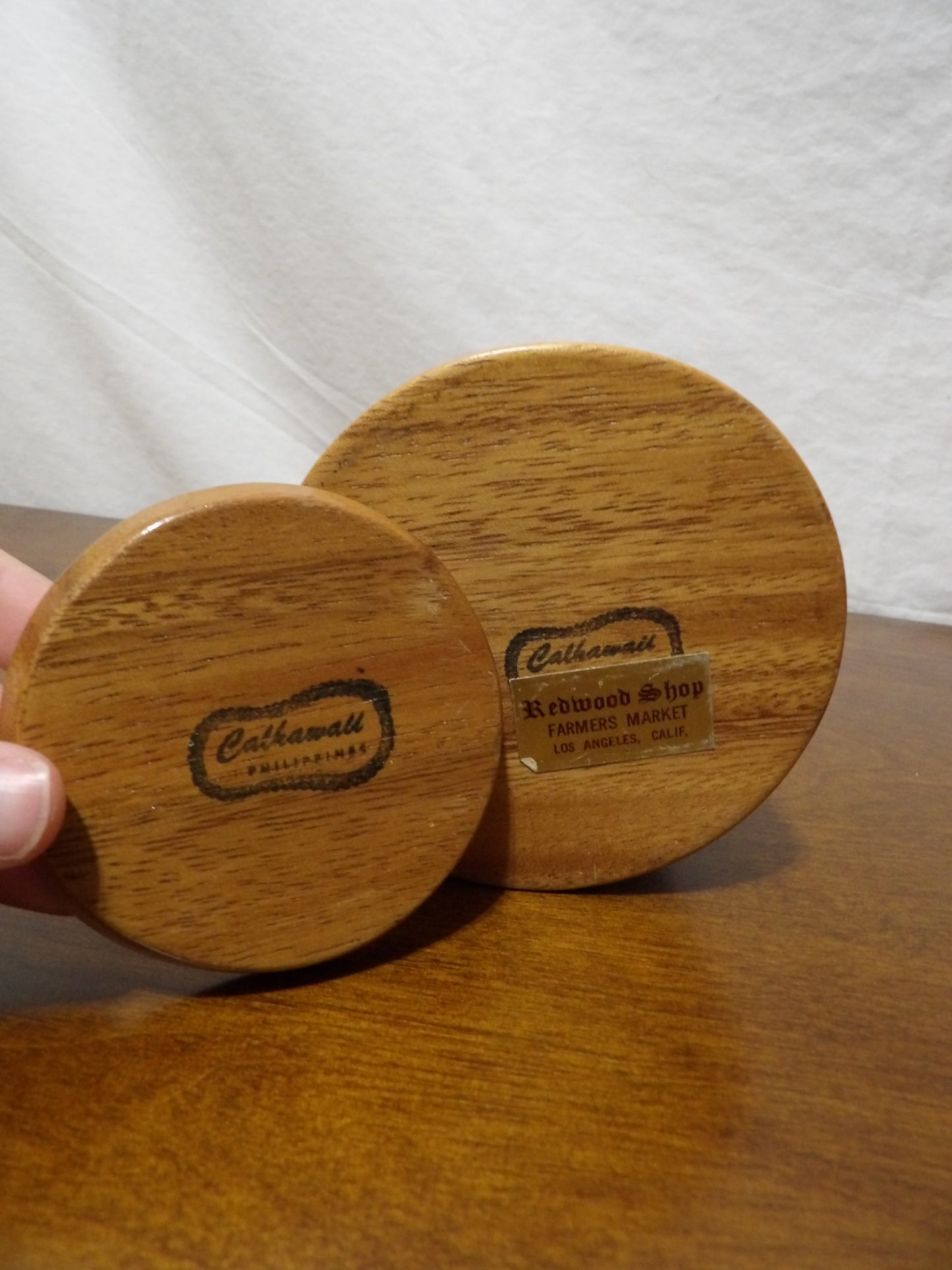 VINTAGE Wood + Capiz Shell Coasters