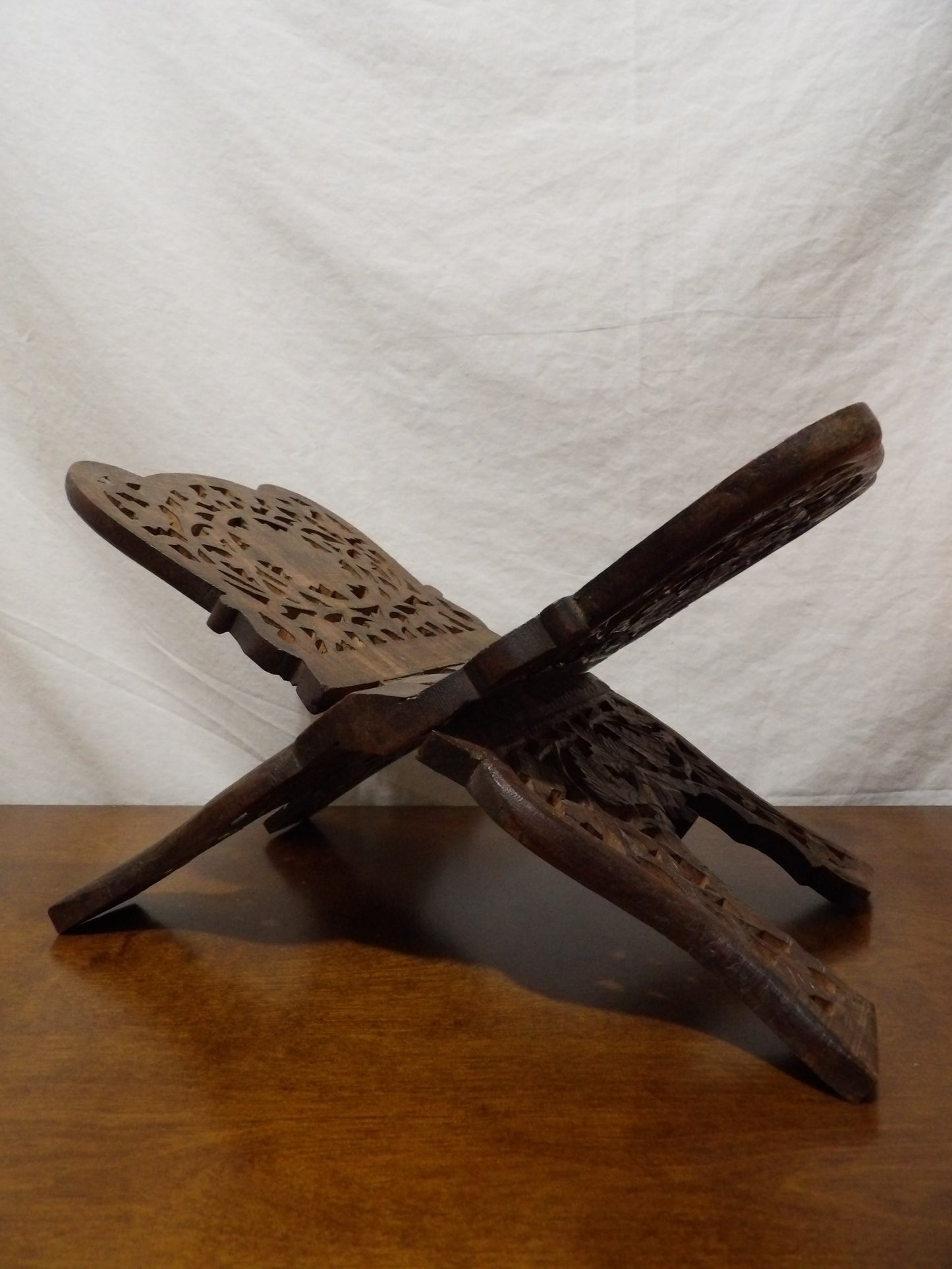 VINTAGE Hand Carved Wooden Book Holder