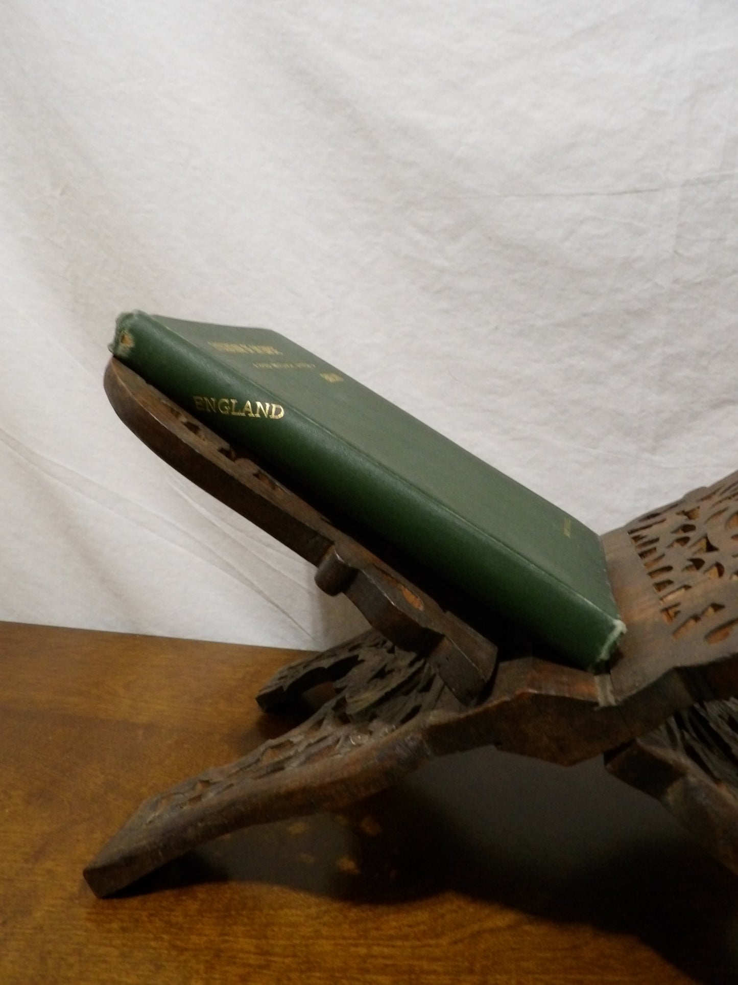 VINTAGE Hand Carved Wooden Book Holder