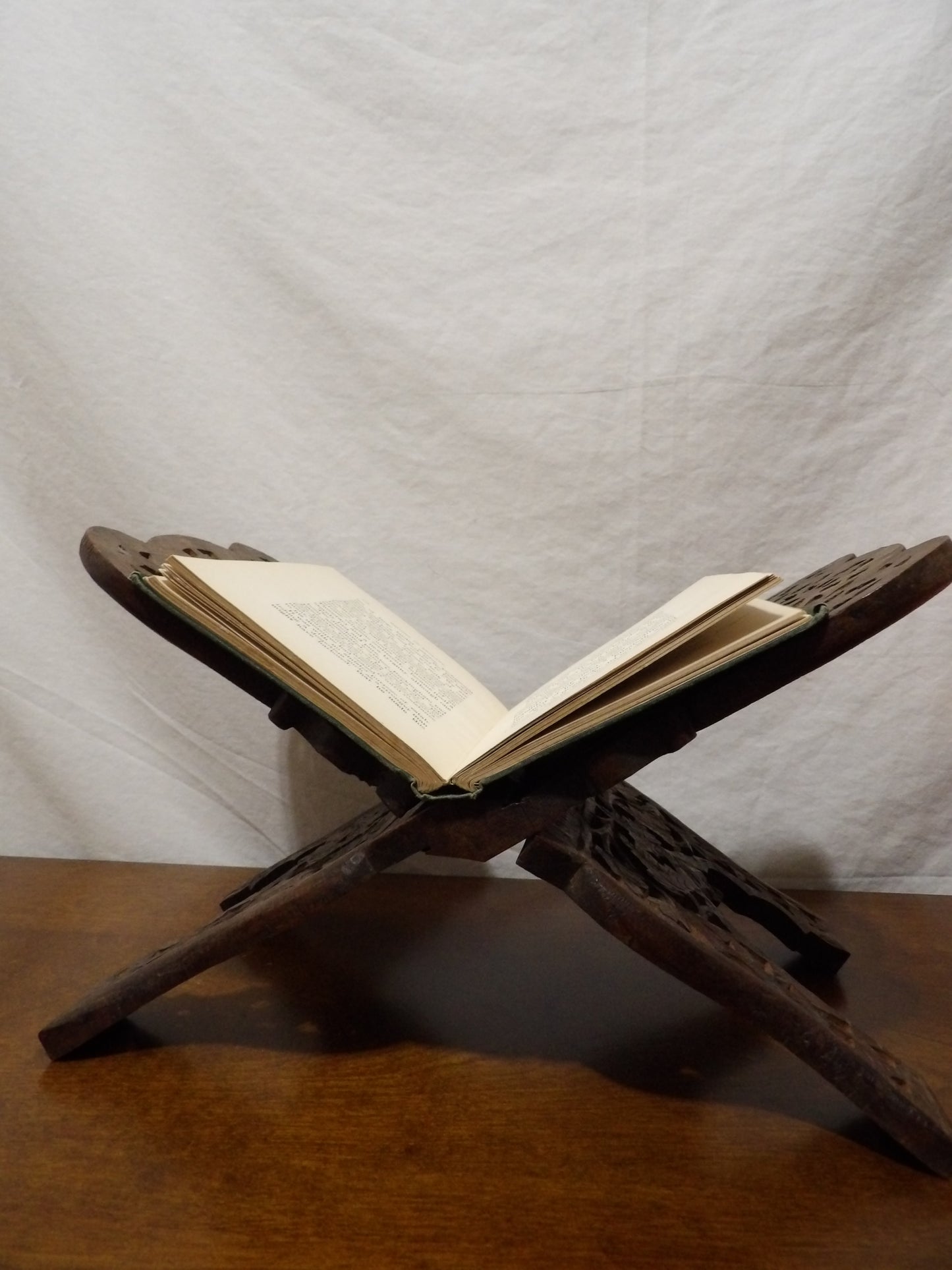VINTAGE Hand Carved Wooden Book Holder