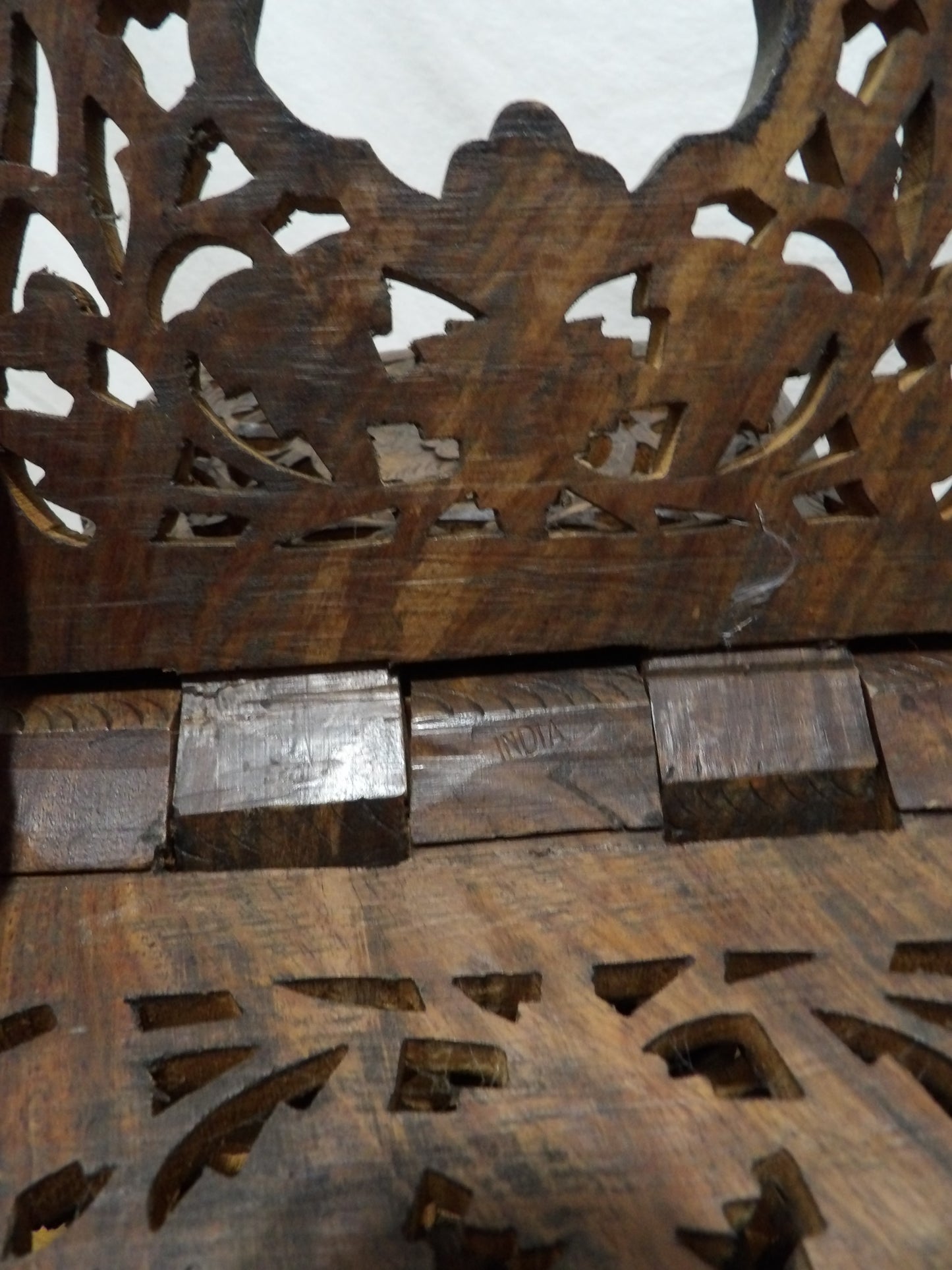 VINTAGE Hand Carved Wooden Book Holder