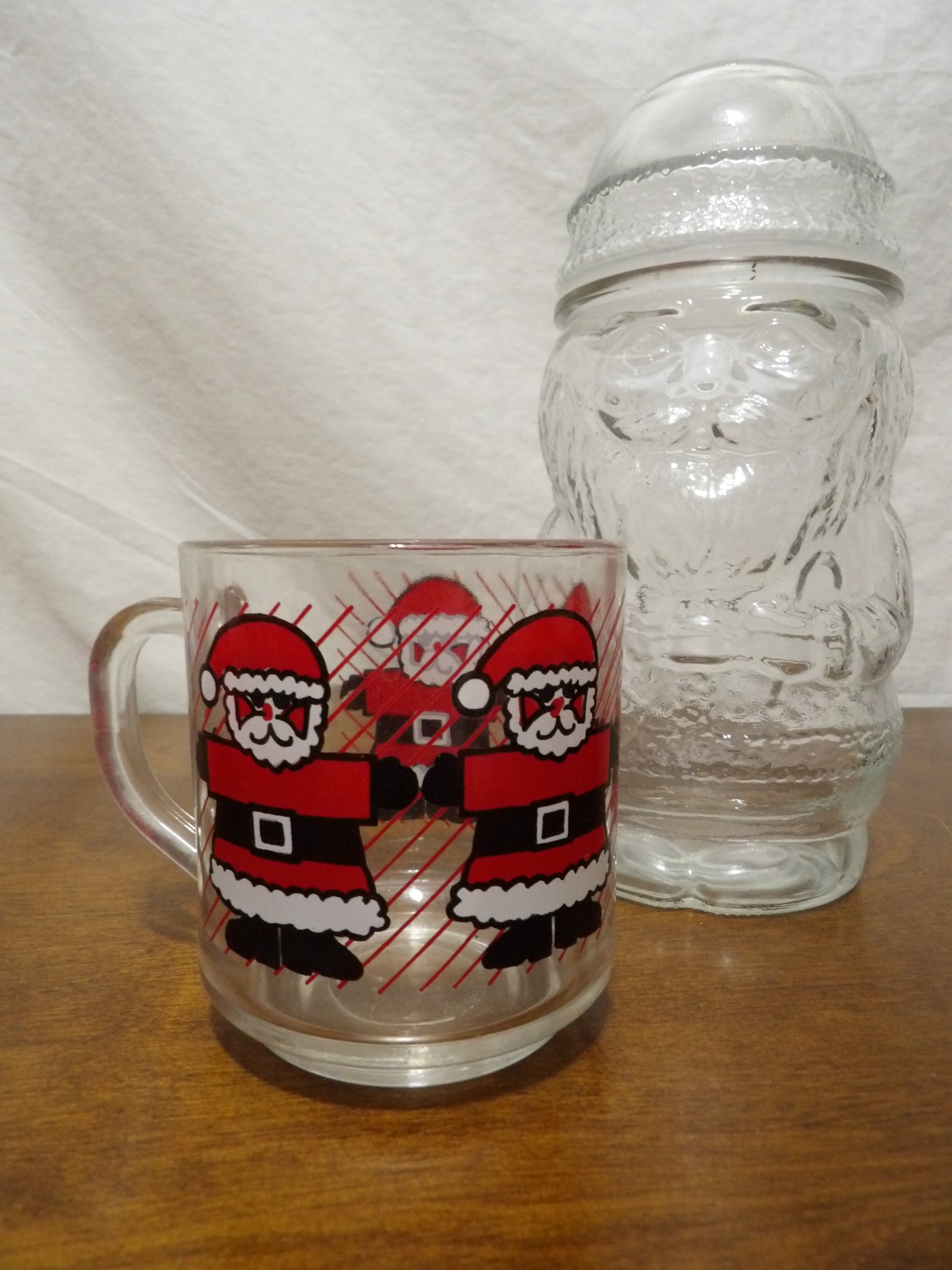 VINTAGE Luminarc Glass Santa Mug