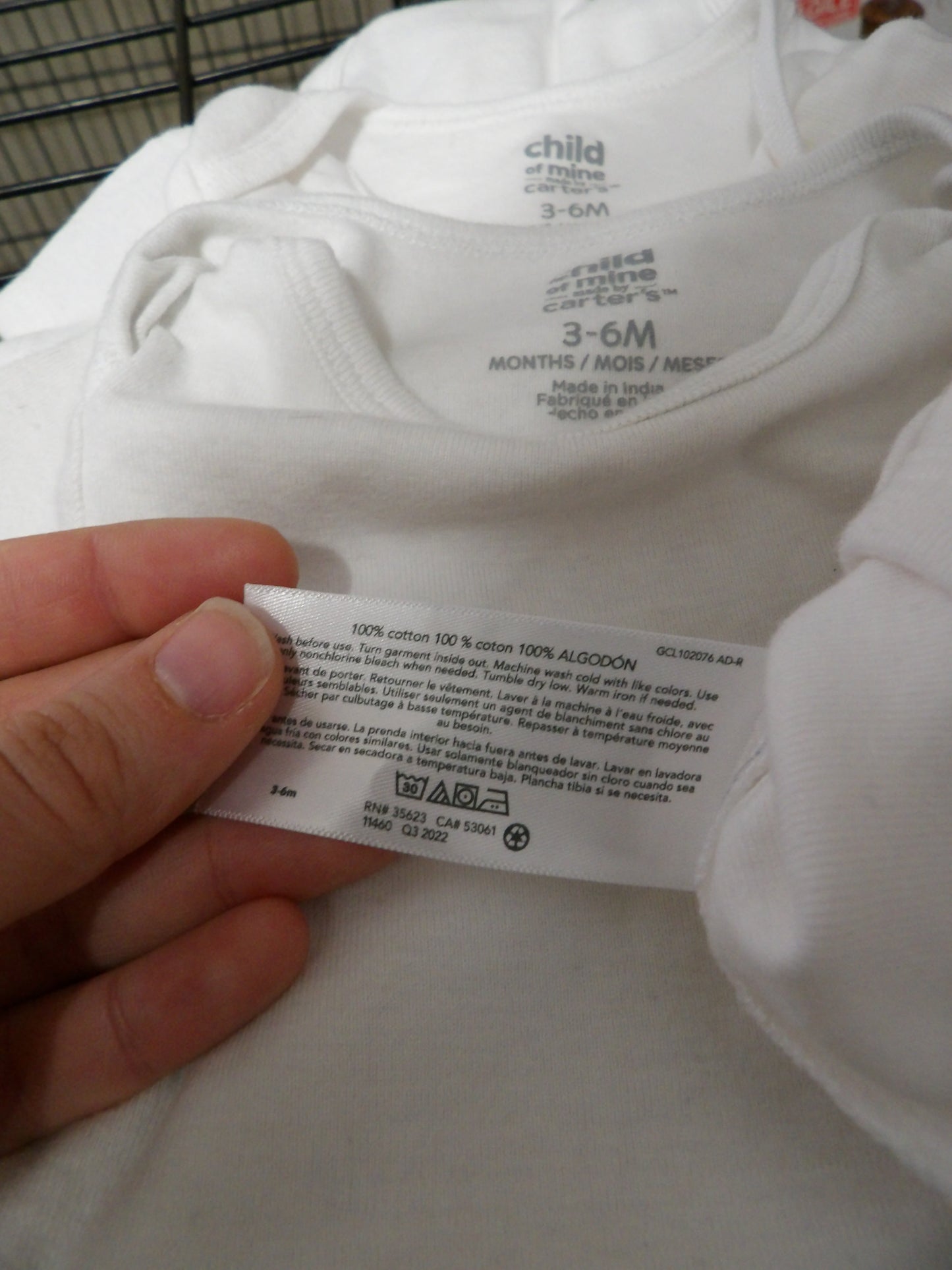 CHILD OF MINE CARTER'S Bundle of 3 Plain White Onesies | 3-6M