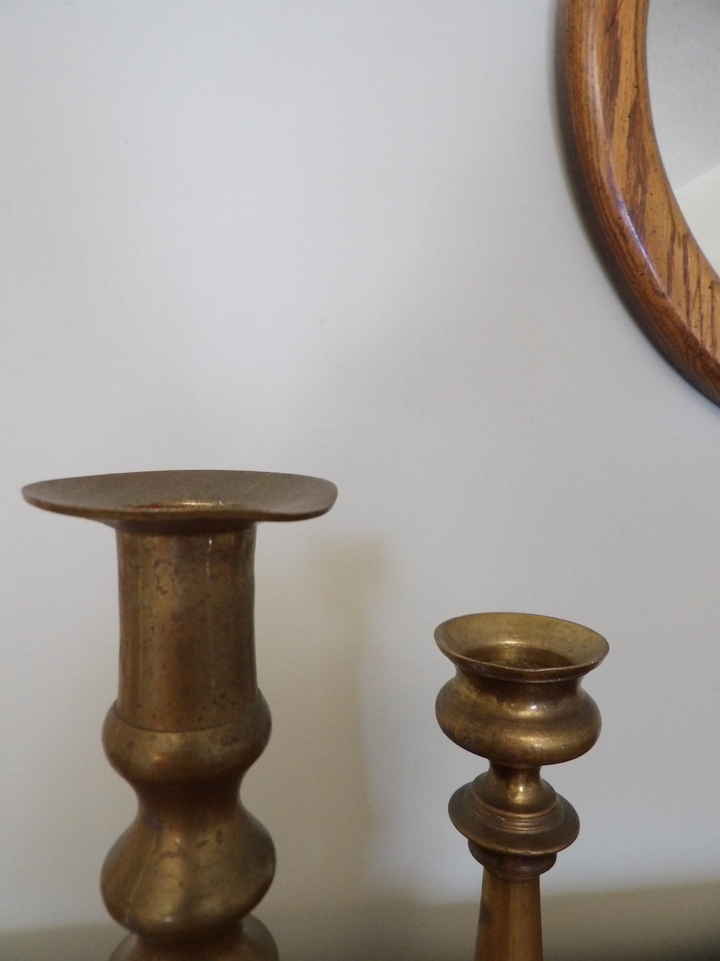VINTAGE Mismatched Pair of Brass Candlestick Holders