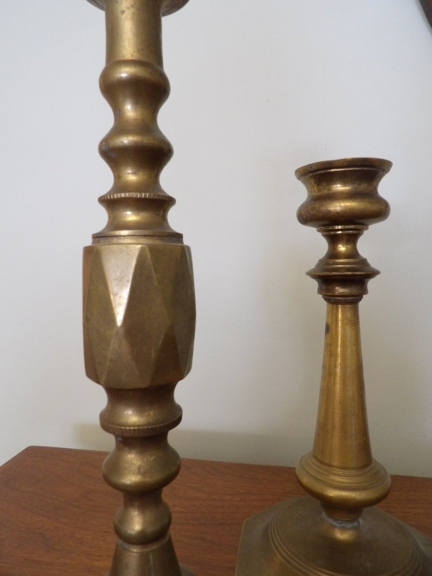 VINTAGE Mismatched Pair of Brass Candlestick Holders