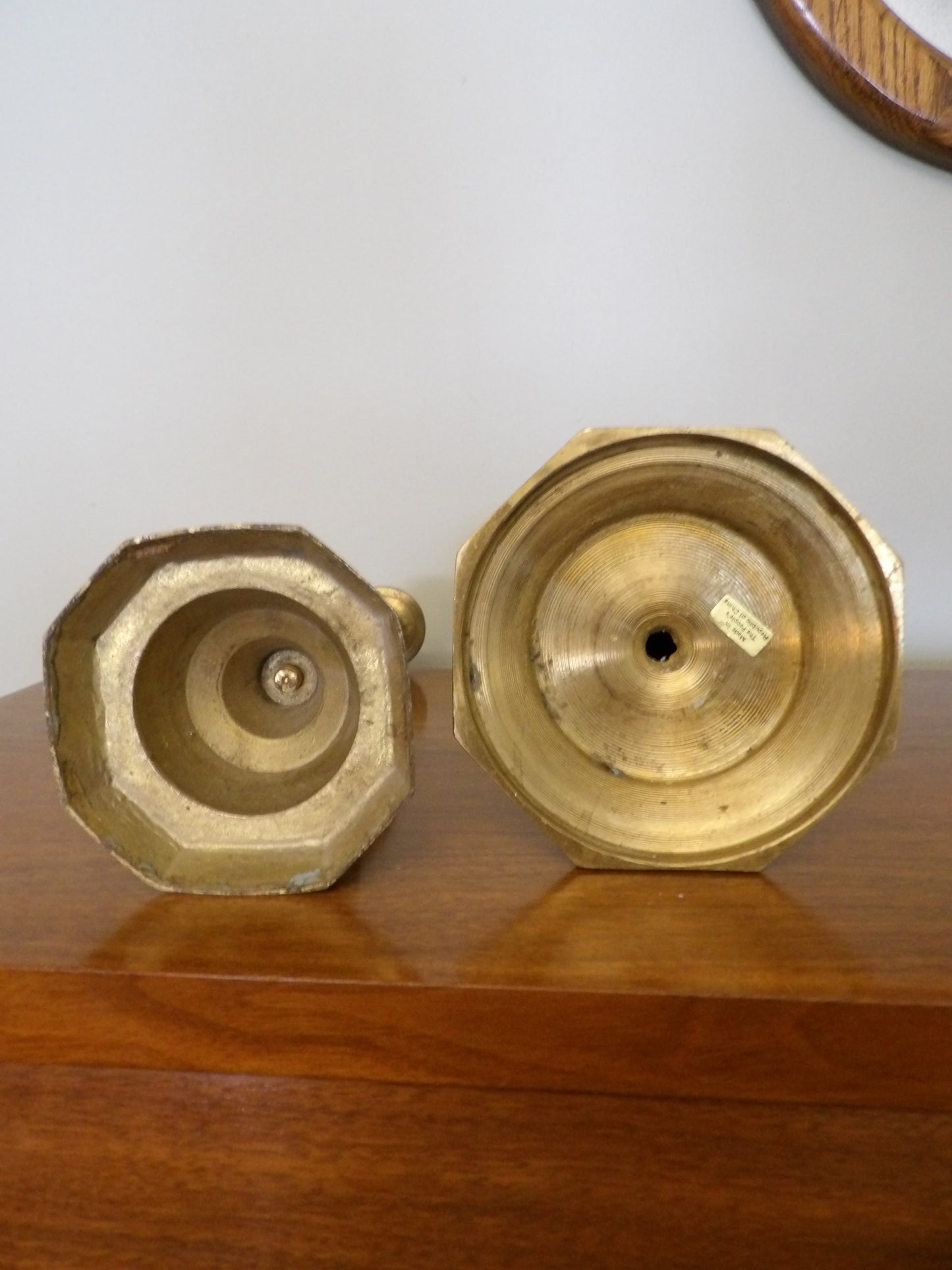 VINTAGE Mismatched Pair of Brass Candlestick Holders