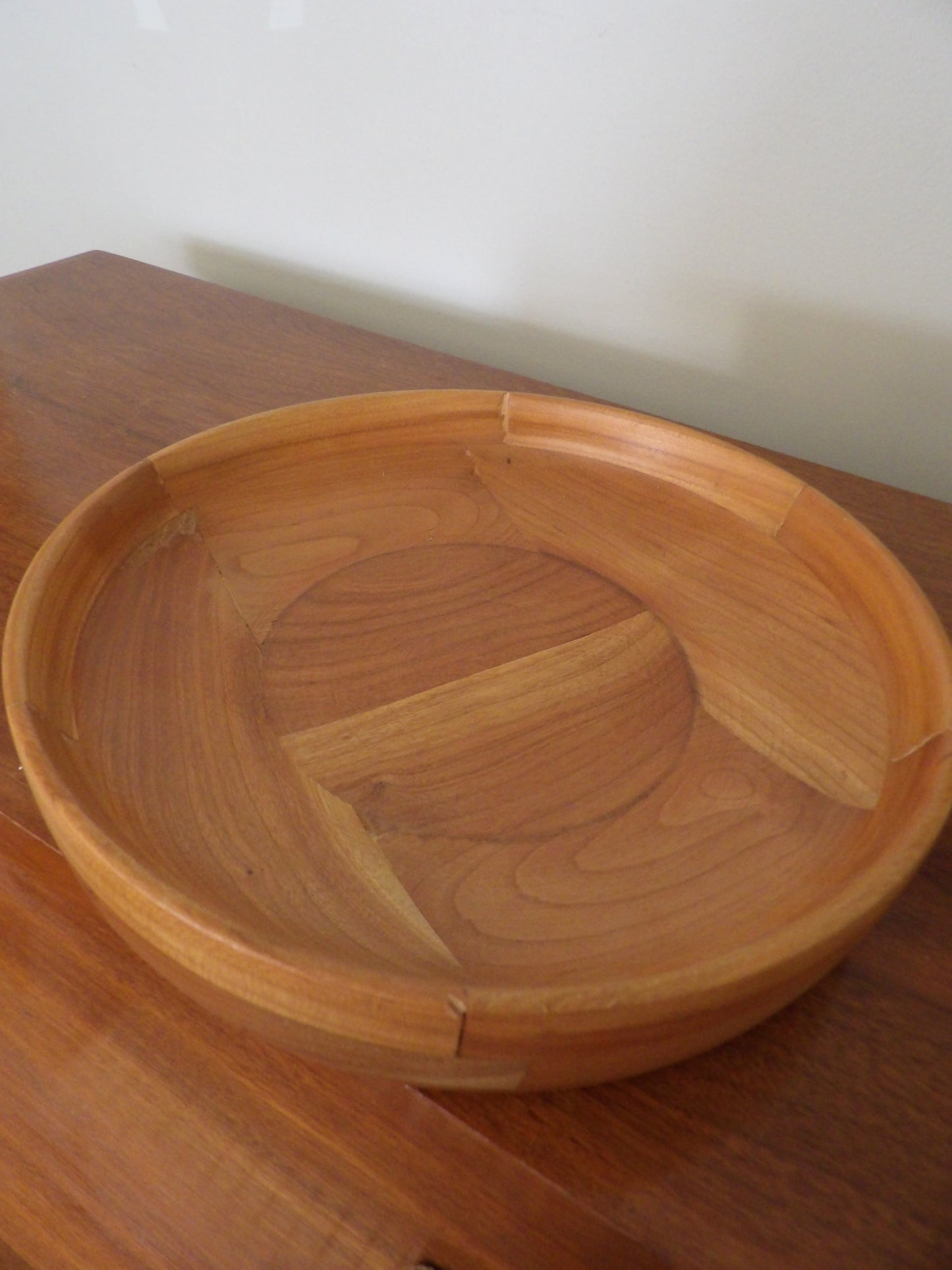 VINTAGE Wooden Shallow Bowl