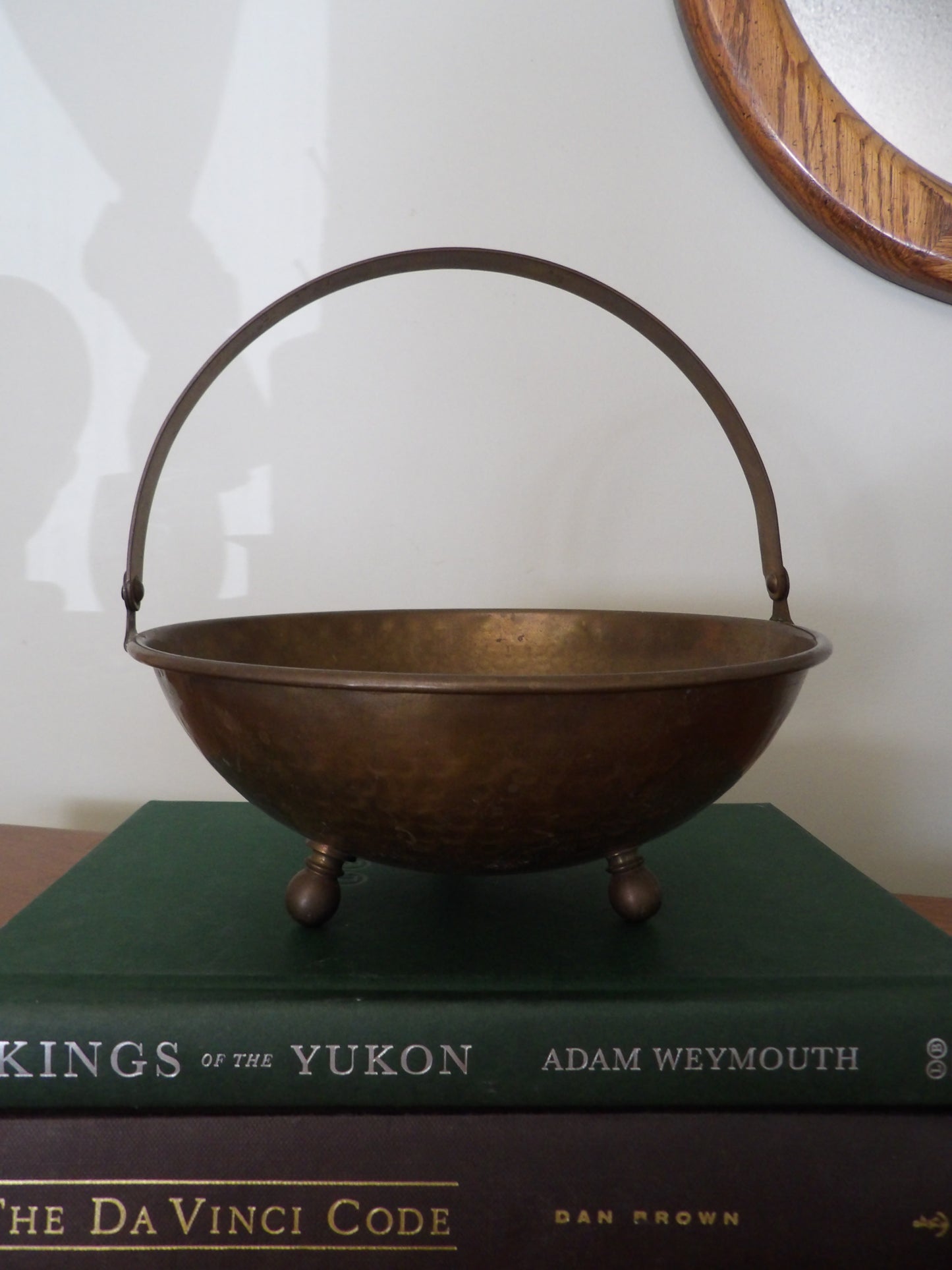 VINTAGE Footed Copper Bowl w/ Handle