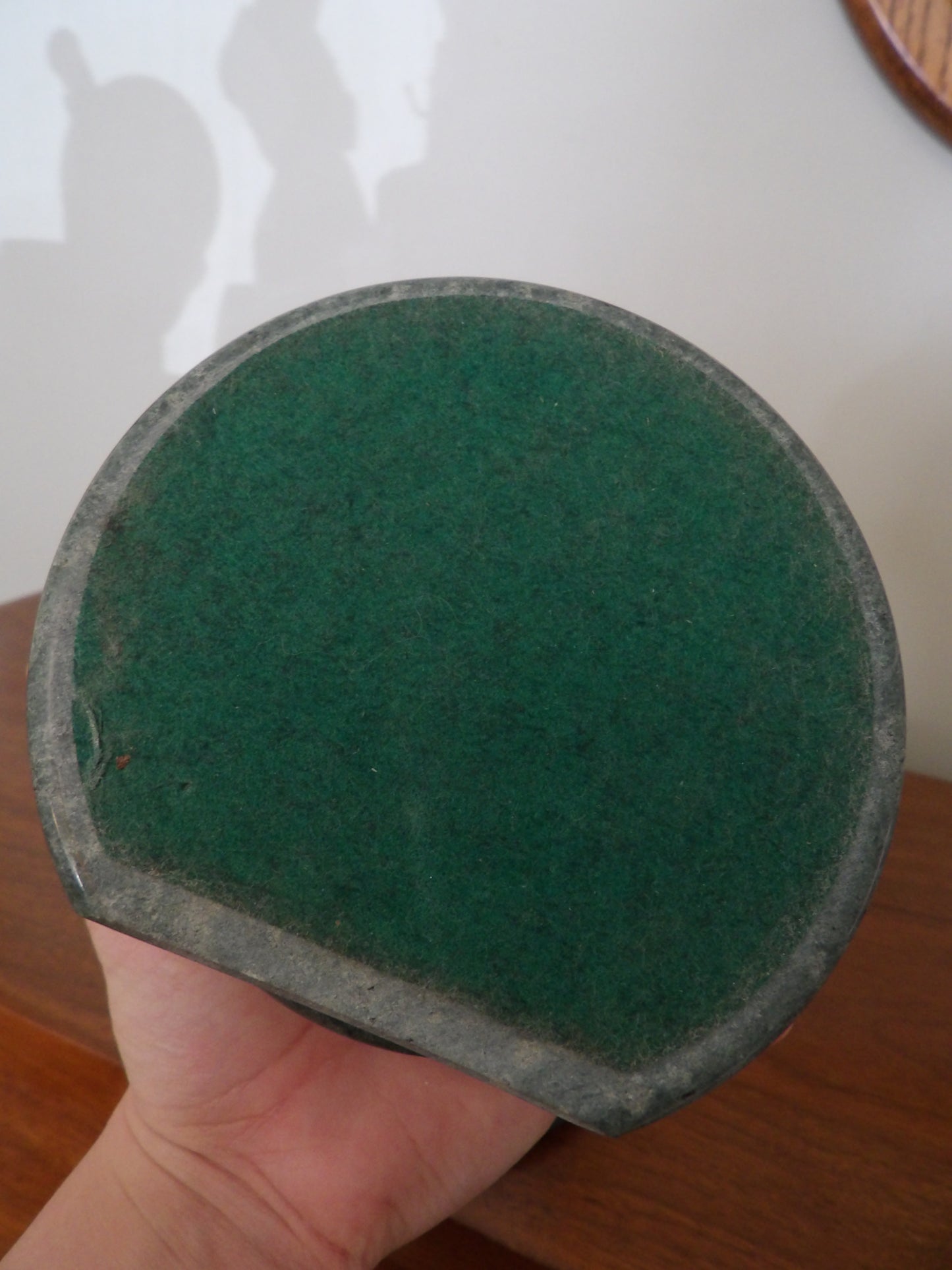VINTAGE Set of 6 Green Marble Coasters + Holder