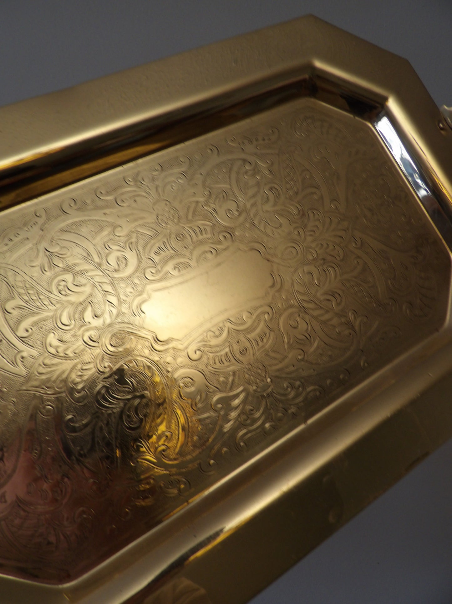 VINTAGE Brass Geometric Serving Tray