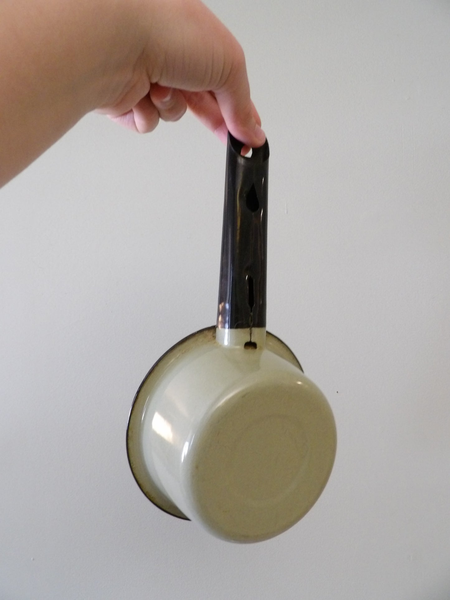 VINTAGE Green Enamelware Sauce Pan
