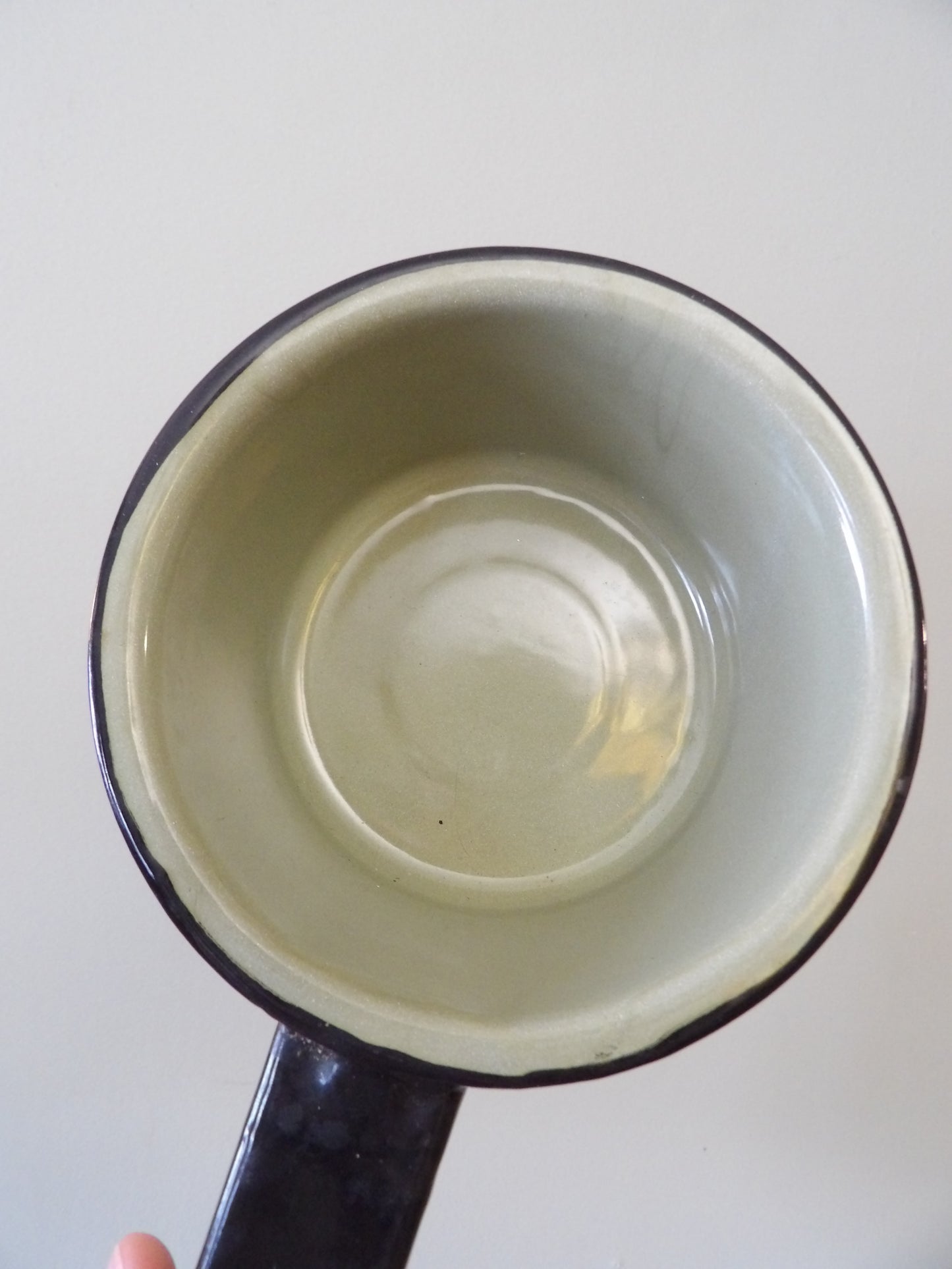 VINTAGE Green Enamelware Sauce Pan