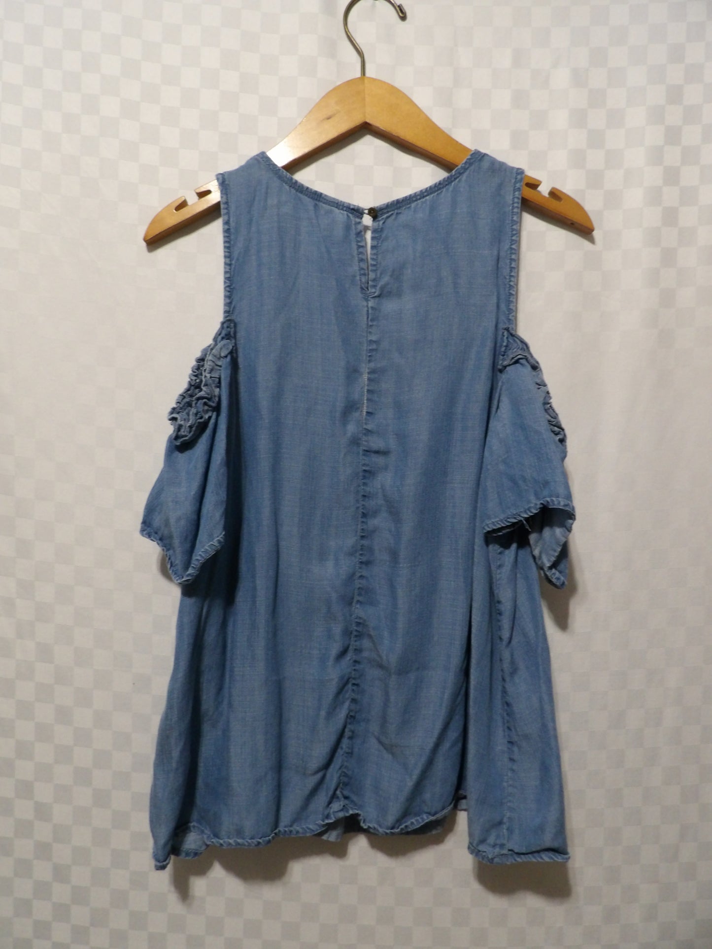 LAUREN CONRAD Denim Cold Shoulder Blouse | M