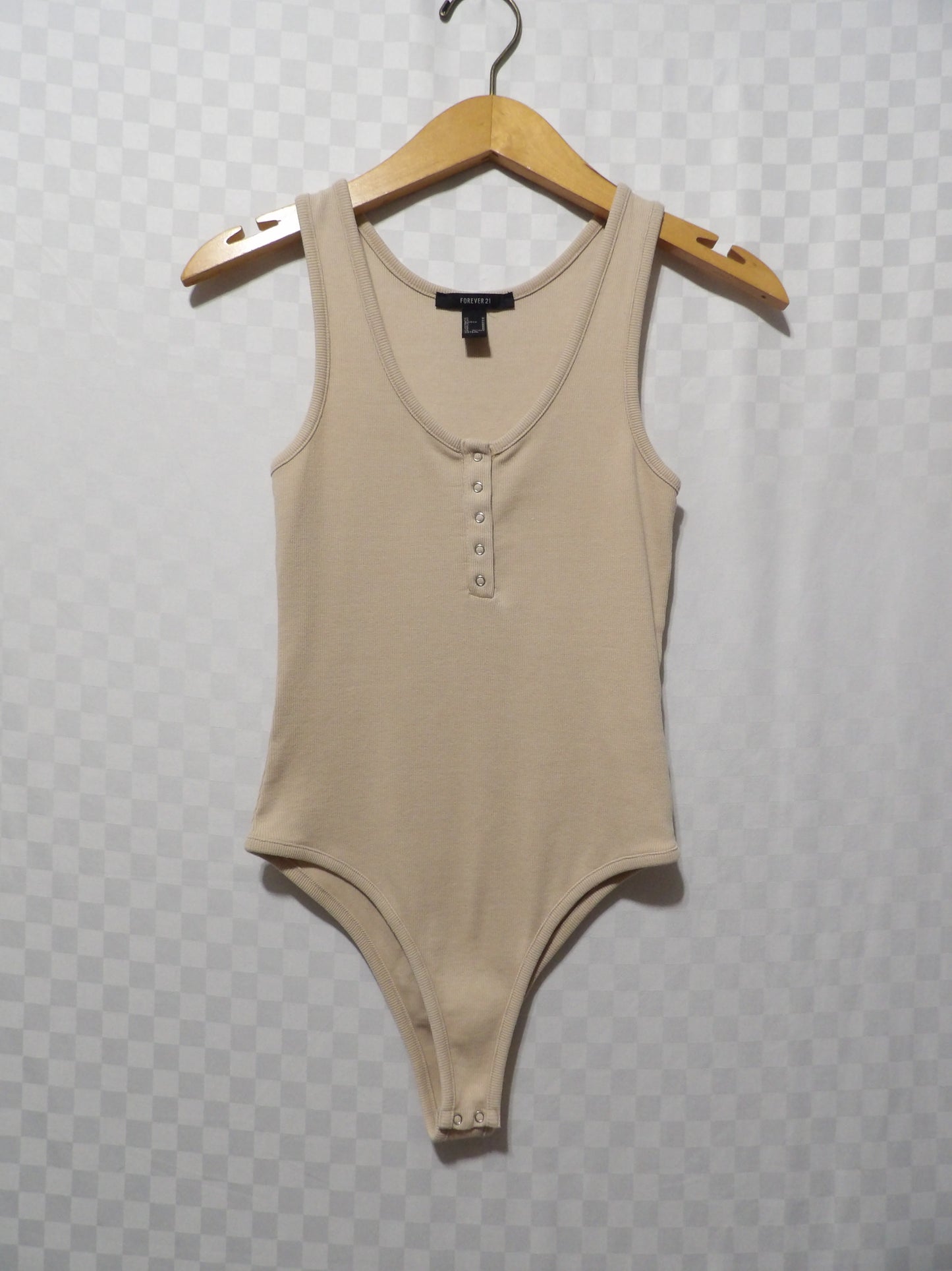 FOREVER 21 Beige Ribbed Bodysuit | M