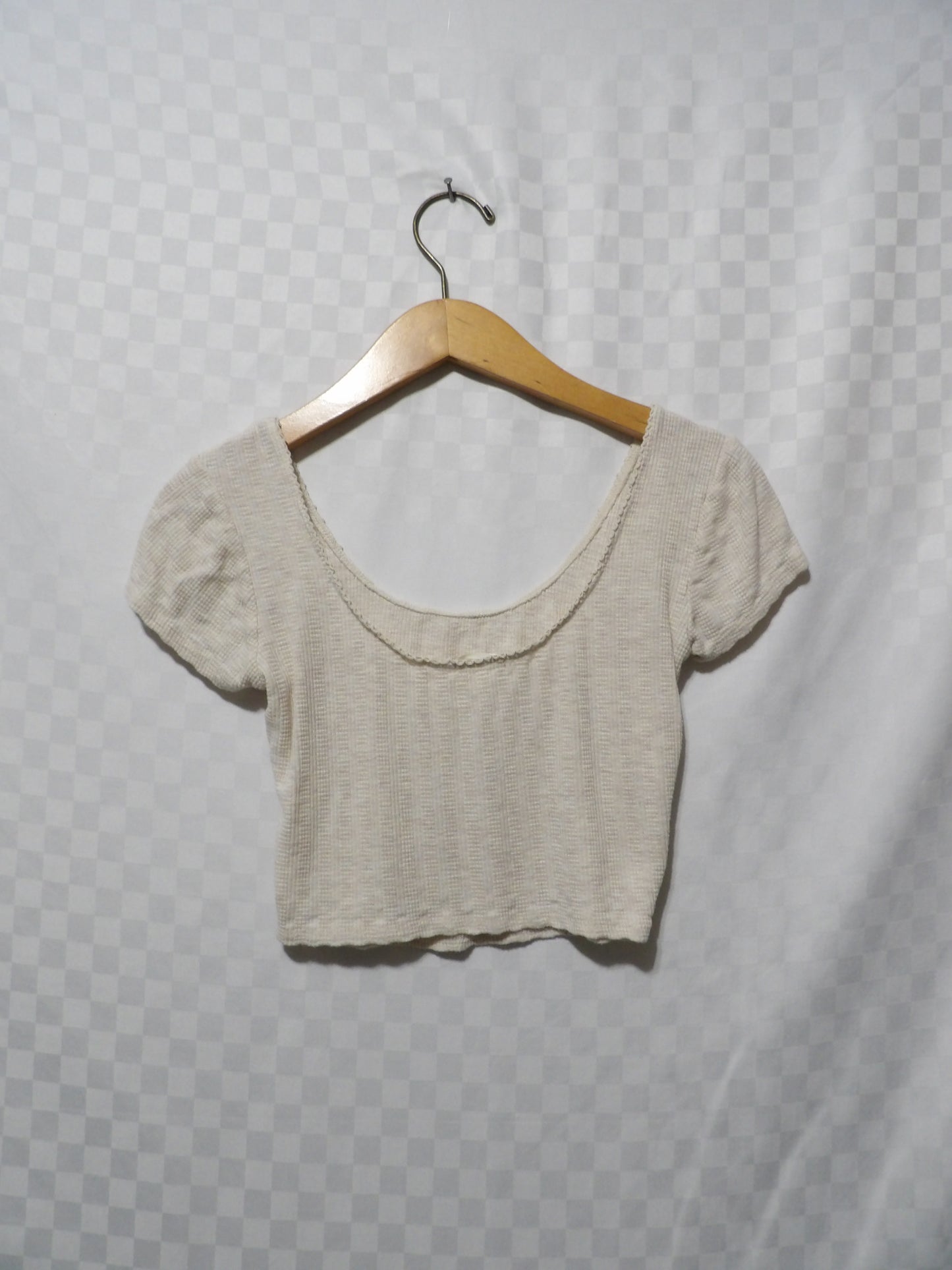 BOZZOLO Cream Ribbed Crop Top | S