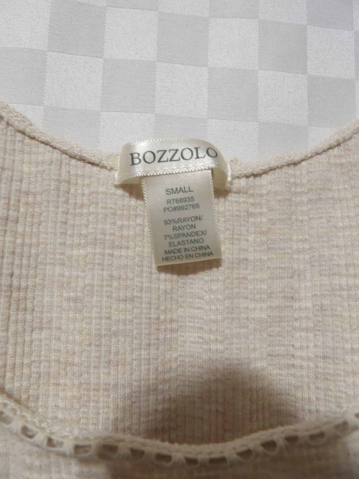 BOZZOLO Cream Ribbed Crop Top | S