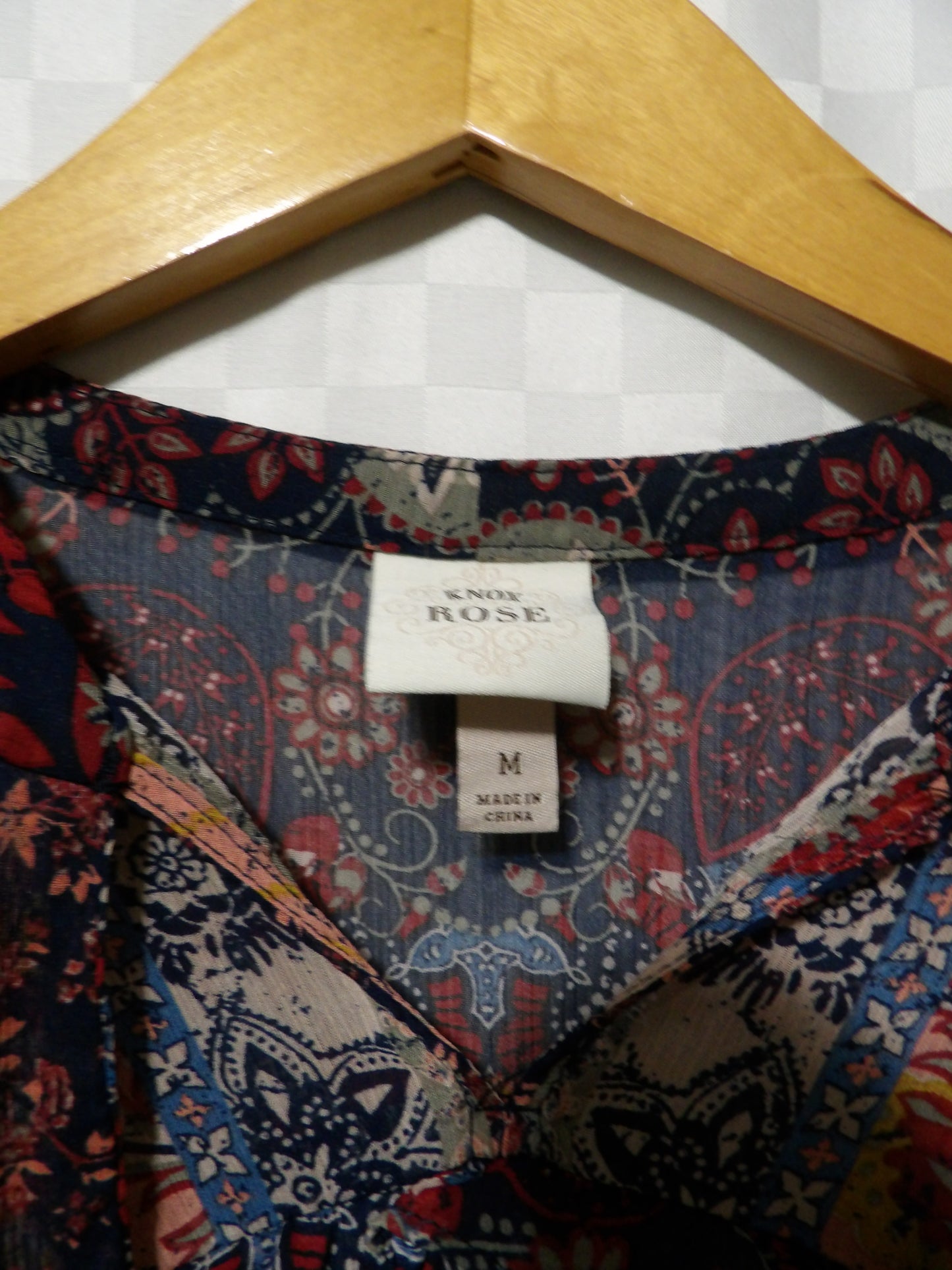 KNOX ROSE Sheer Paisley Long Sleeve Blouse | M