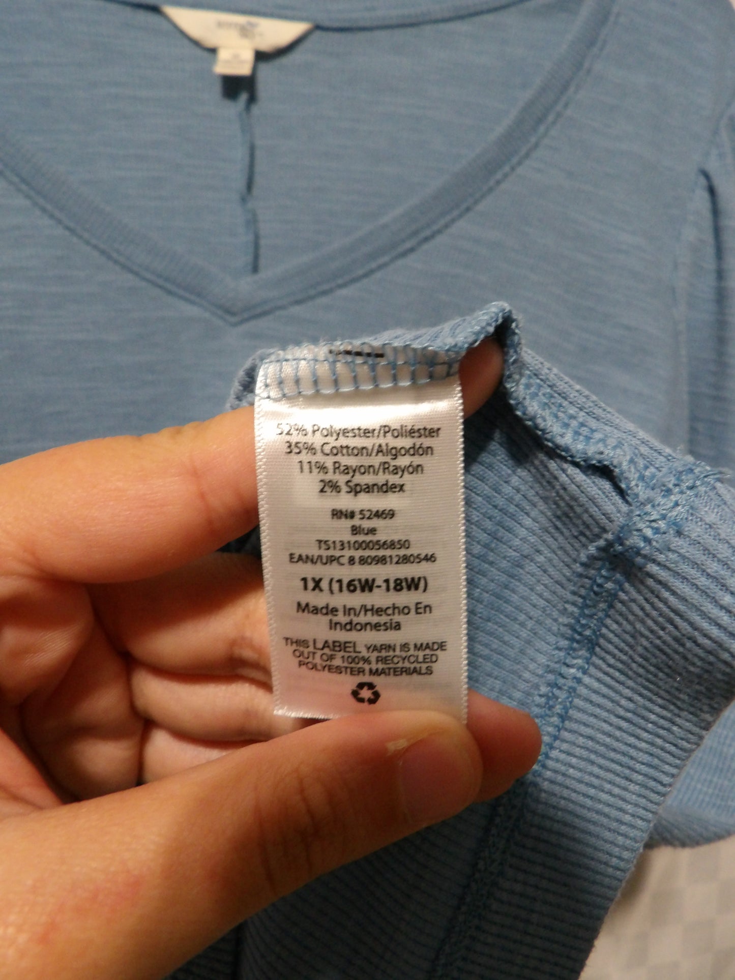 TERRA&SKY Ribbed Ruffly Sleeve Blouse | 1X