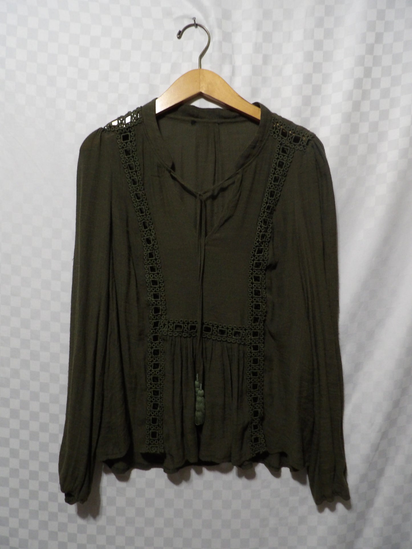 GREEN Peasant Top | M