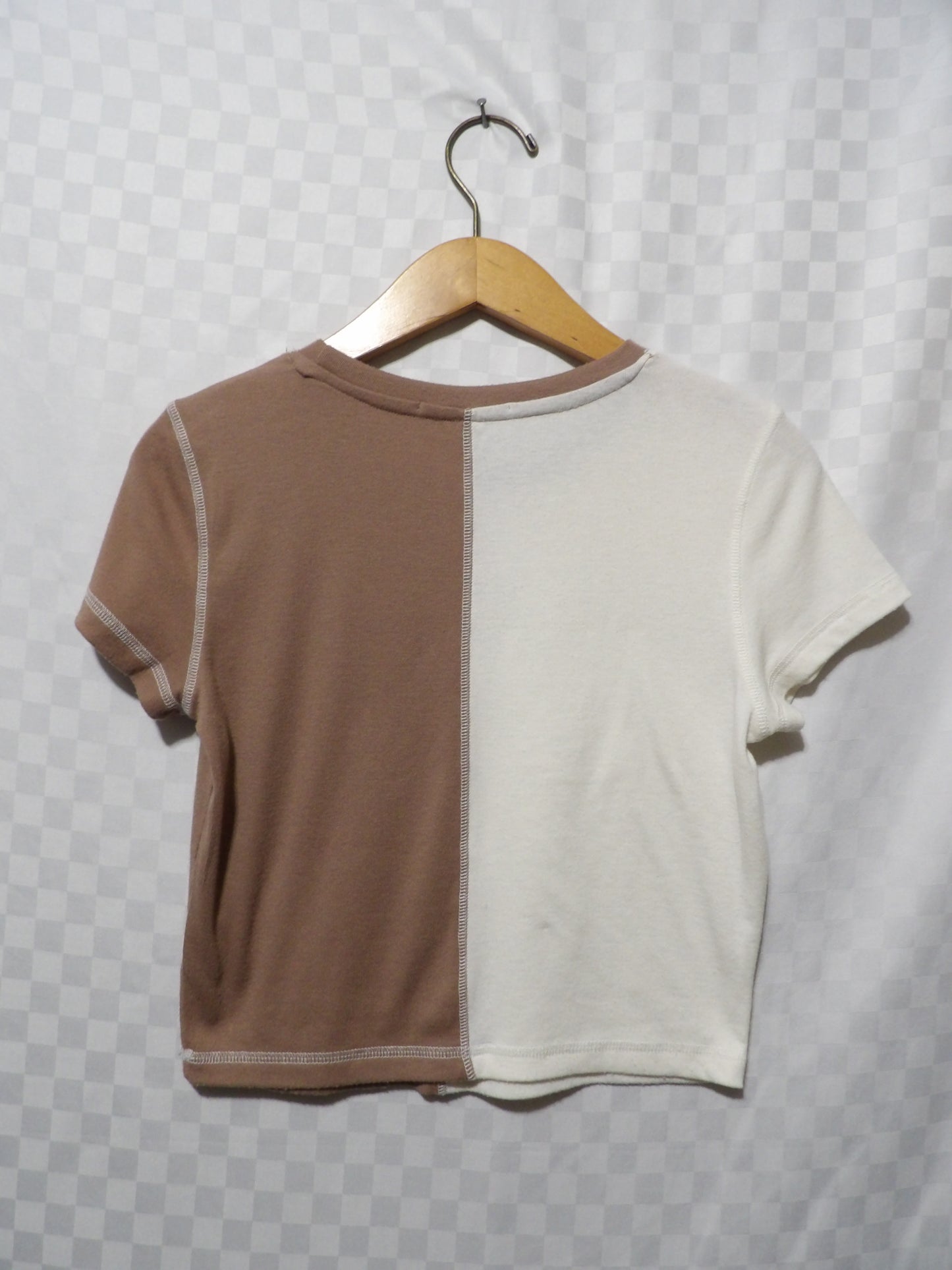 PINK ROSE Cropped Colorblock Tee | M