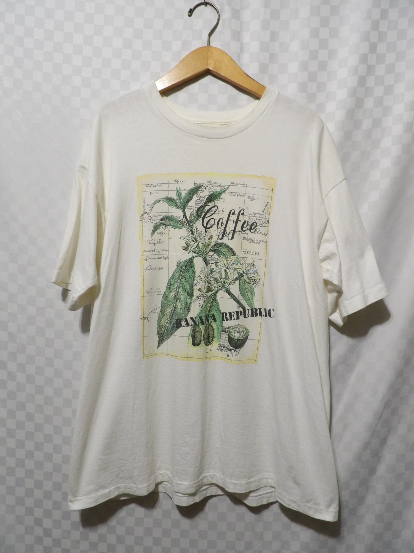 VINTAGE Banana Republic Botanical Coffee Graphic Tee | XL