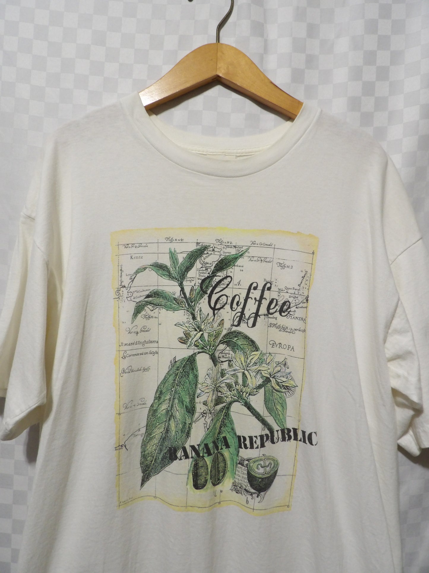VINTAGE Banana Republic Botanical Coffee Graphic Tee | XL