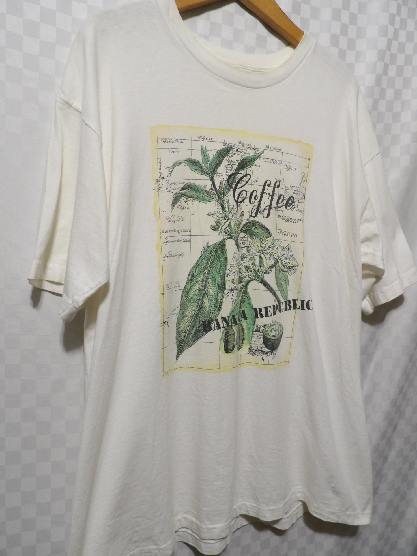 VINTAGE Banana Republic Botanical Coffee Graphic Tee | XL