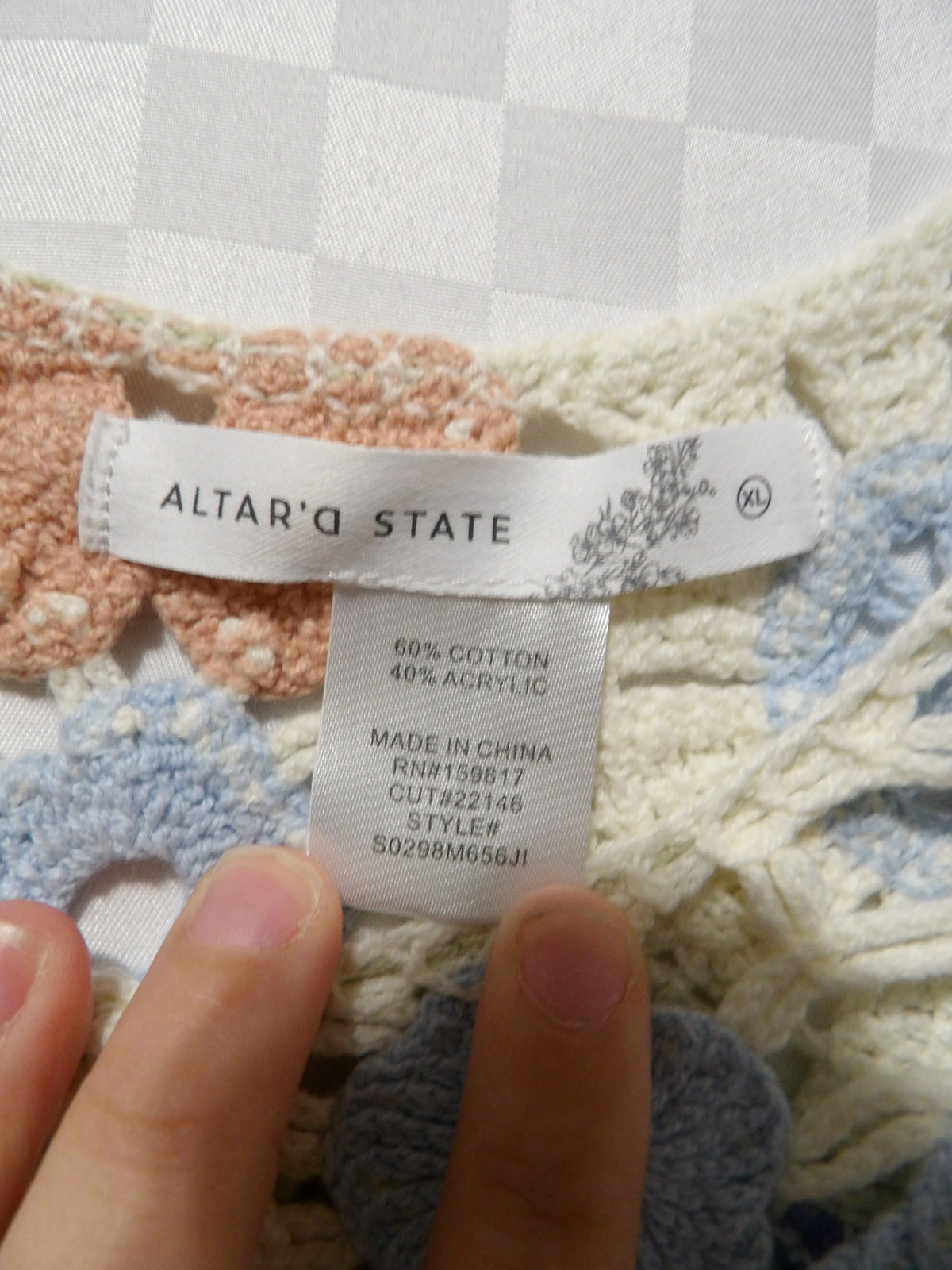 ALTAR'D STATE Crochet Floral Crop Top | XL