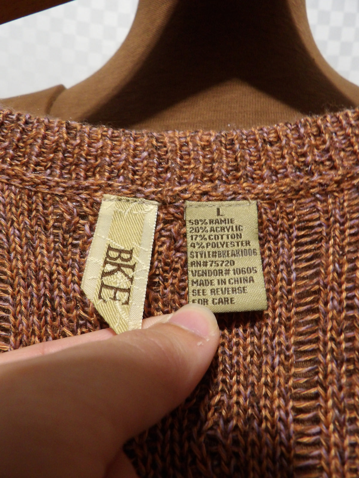 BKE Asymmetric Mixed-Knit Patchwork Sweater | L