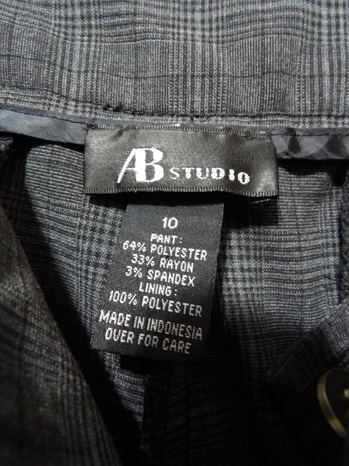 AB STUDIO Vintage Dark Gray Plaid Pants | 10