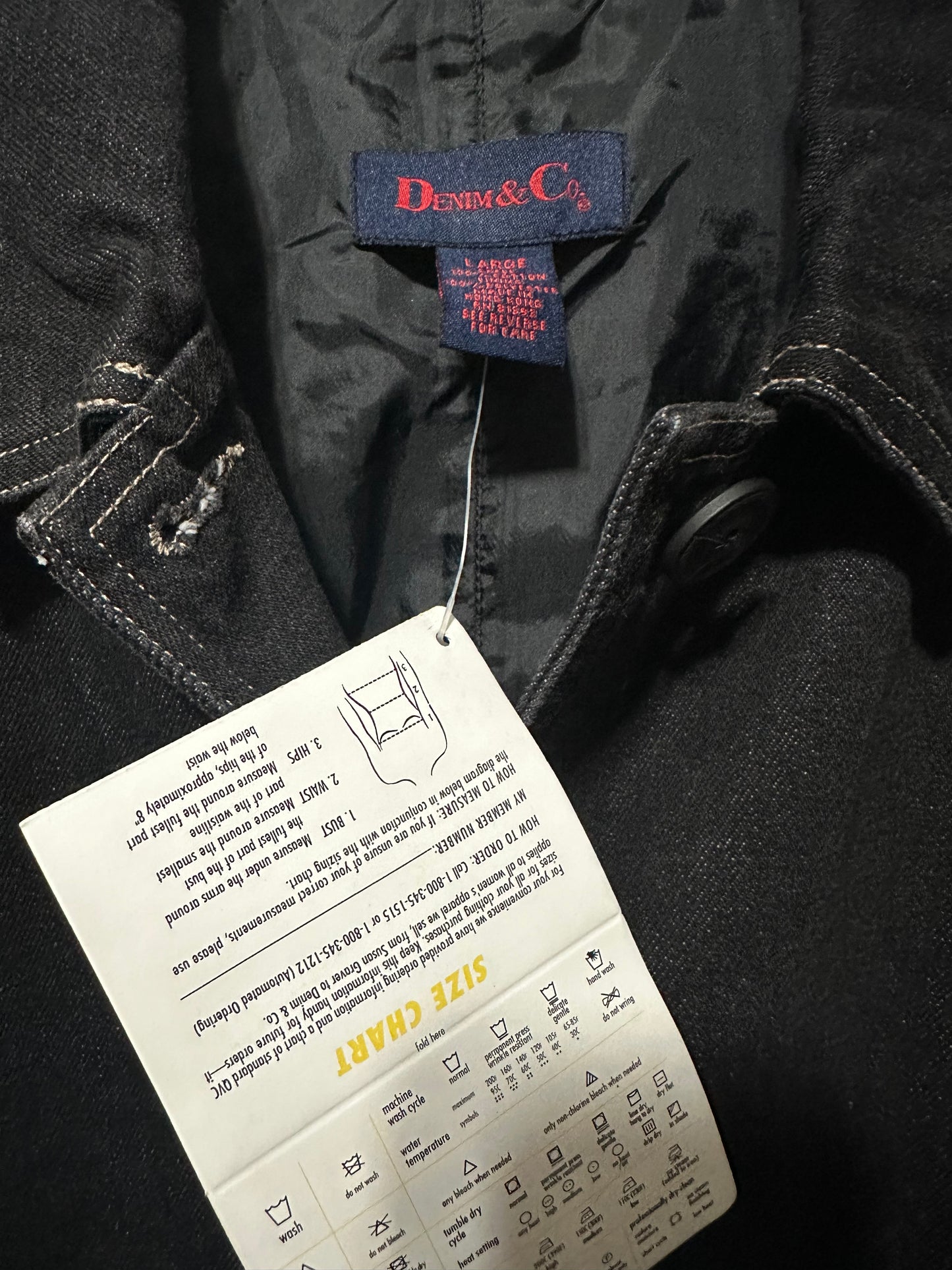 VINTAGE Denim & Co. Black Denim Jacket New w/ Tags | L