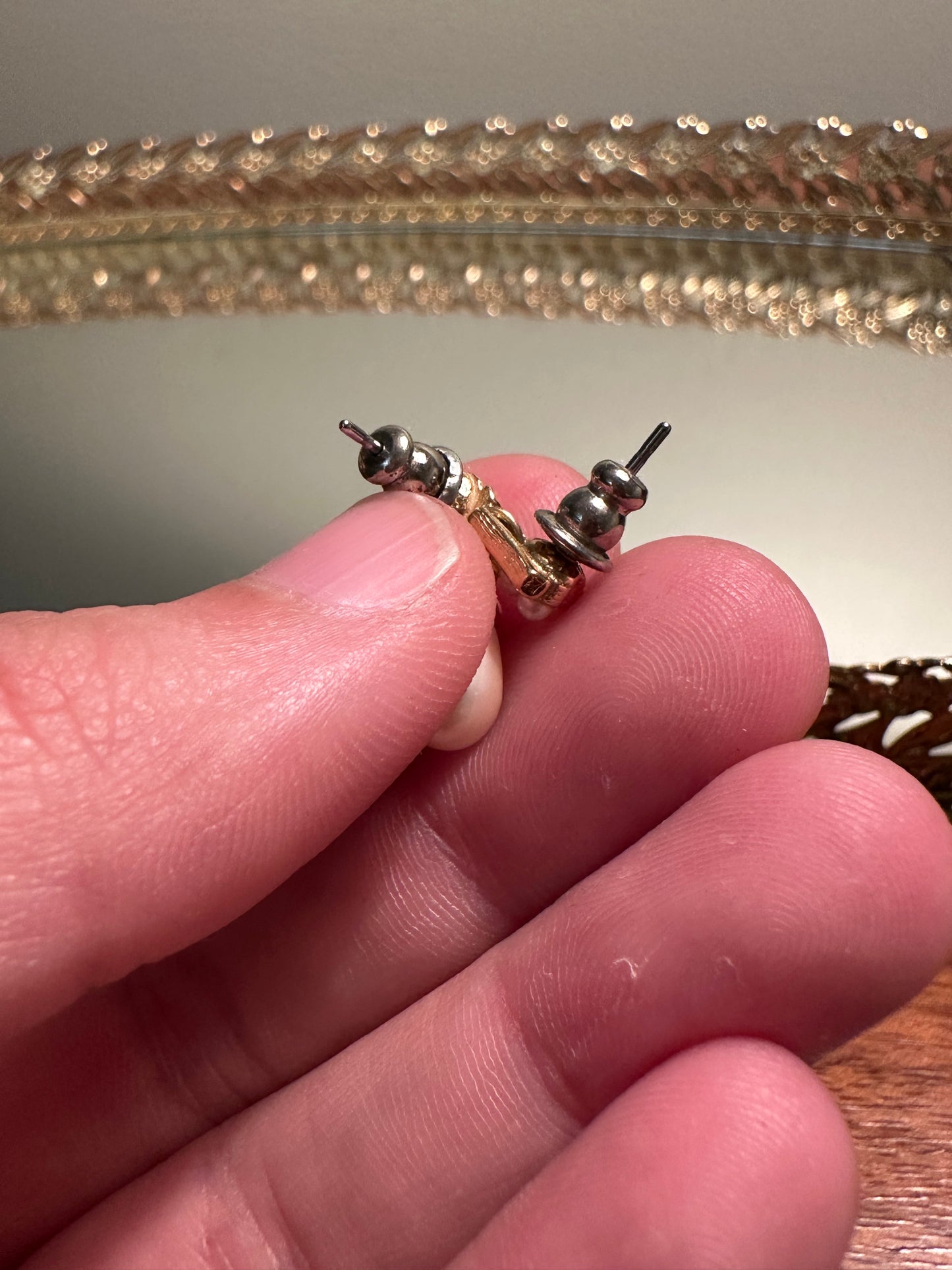 VINTAGE Faux Pearl + Gold Tone Dangly Earrings